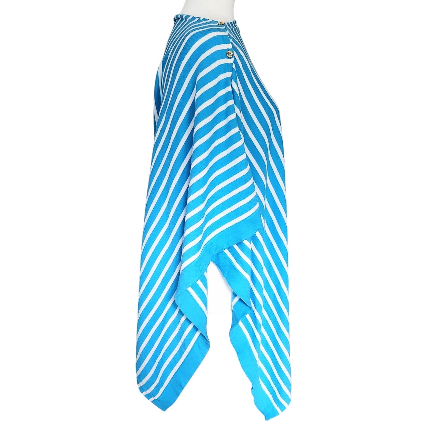 Lilly Pulitzer Women's Harp Wrap Poncho Sweater Turquoise Getaway Stripe One Size