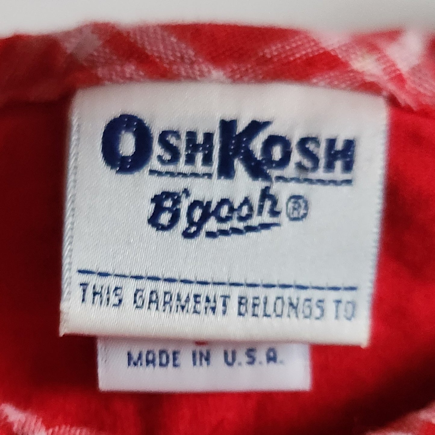 Oshkosh B'gosh Vintage 1980s Girls Red Button Top Gingham Collar Size 6