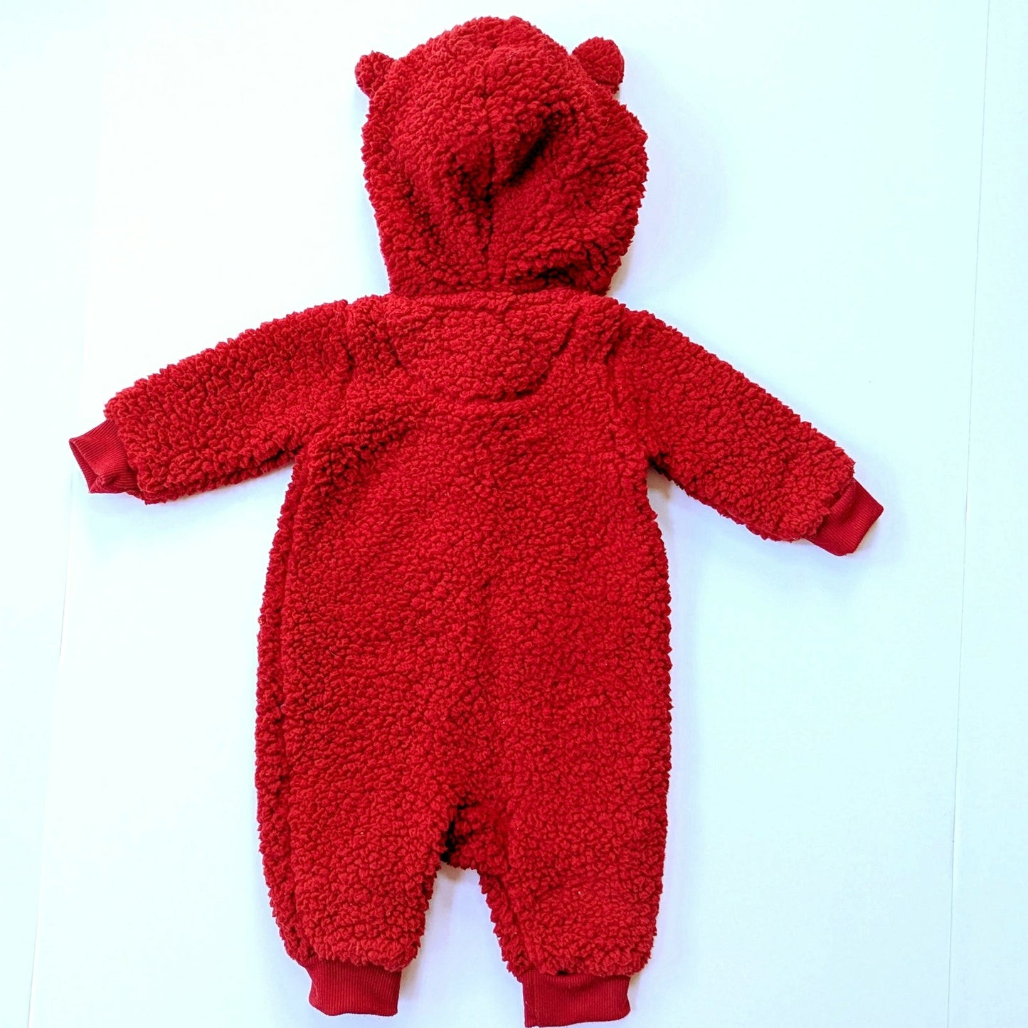 7 For All Mankind Infant Baby Faux Shearling Hooded Cranberry Coverall Sz 3 Mos