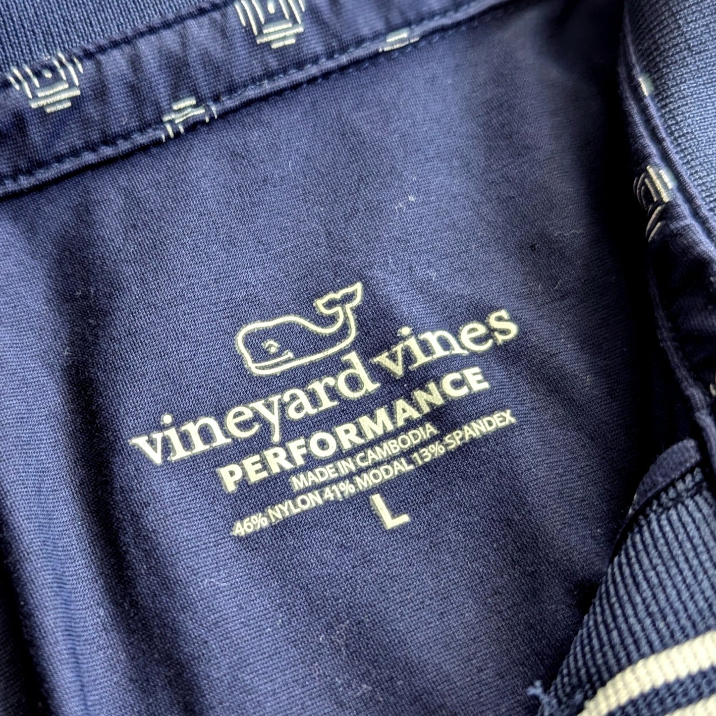 Vineyard Vines Women's Performance Polo Shirt Navy Blue & White Size L