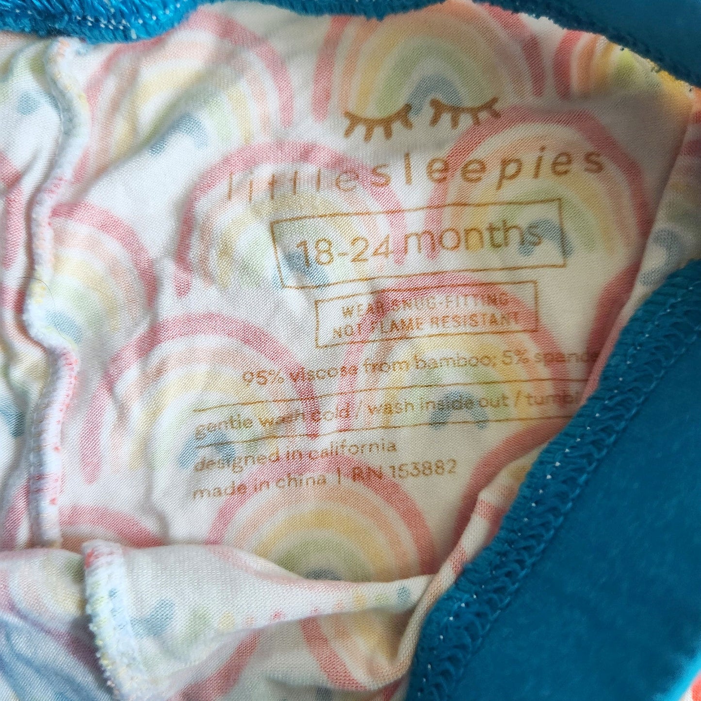 Little Sleepies Primary Rainbows Short Sleeve & Pants Pajama Set Size 18-24 Mos