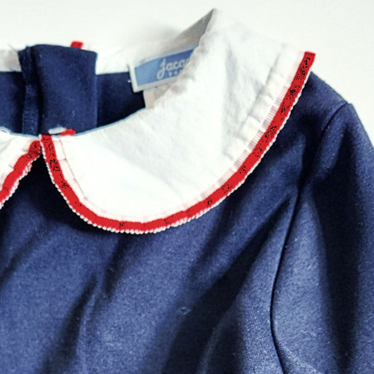 Jacadi Girl Navy Milano Knit Dress | Size 5A / 110 cm | Peter Pan Collar Preppy