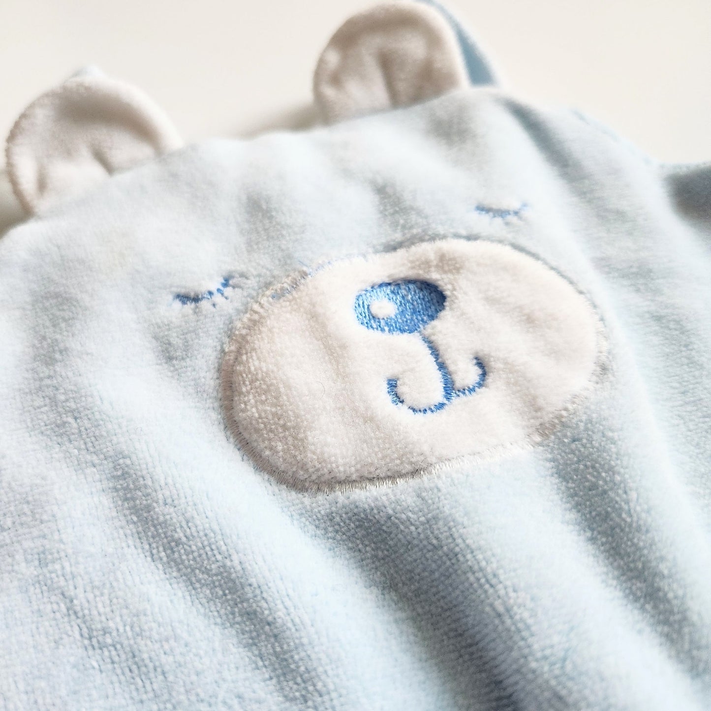 Carter's Vintage 1980s Velour Baby Blue Bear Footie Overalls Size 0-3 months