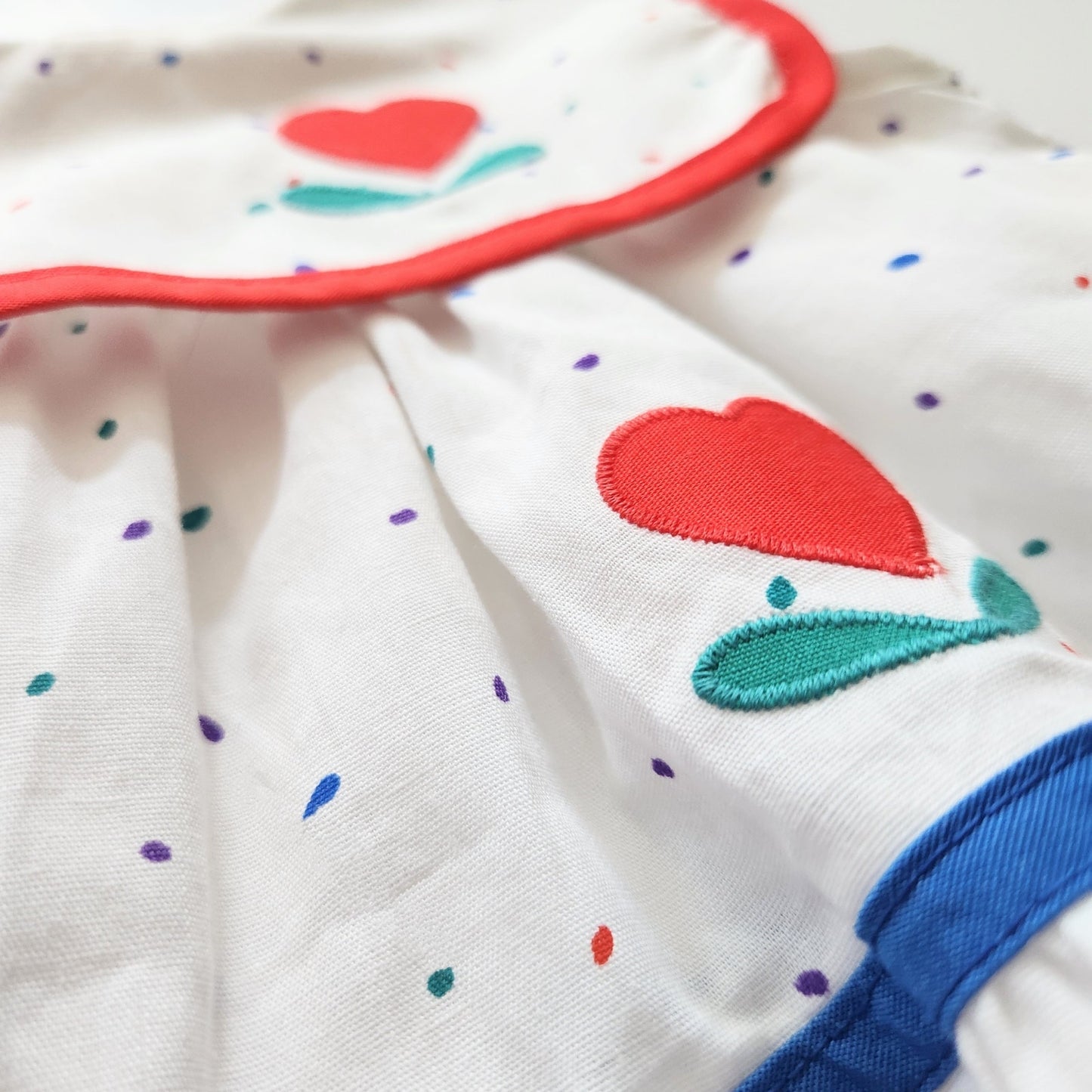 Lisa Jackson Vintage 80s Sleeveless White Polka Dots Hearts Dress Size 3-6 mos