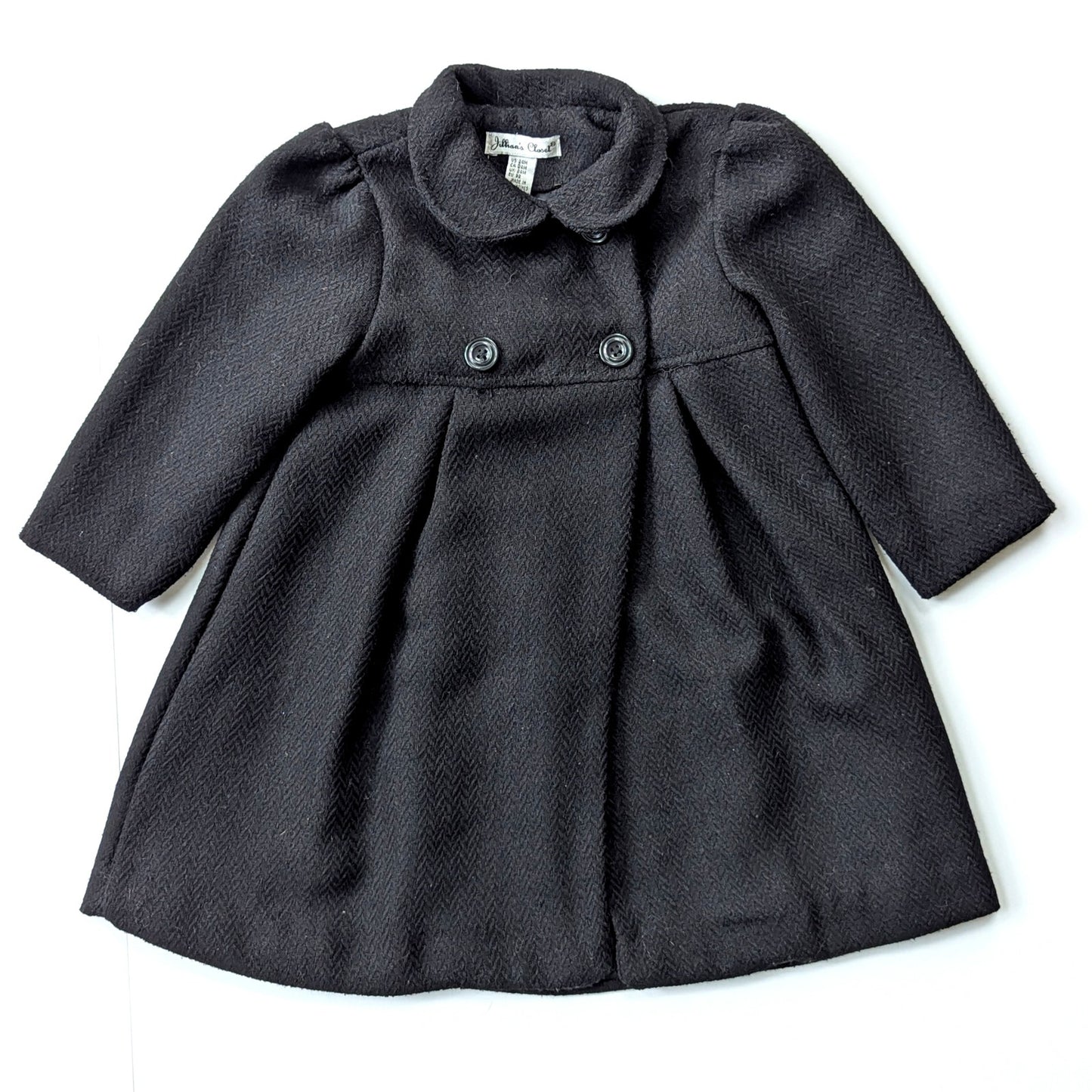Jillian's Closet Baby Girls Black Dress Coat with Back Bow Size 24 months