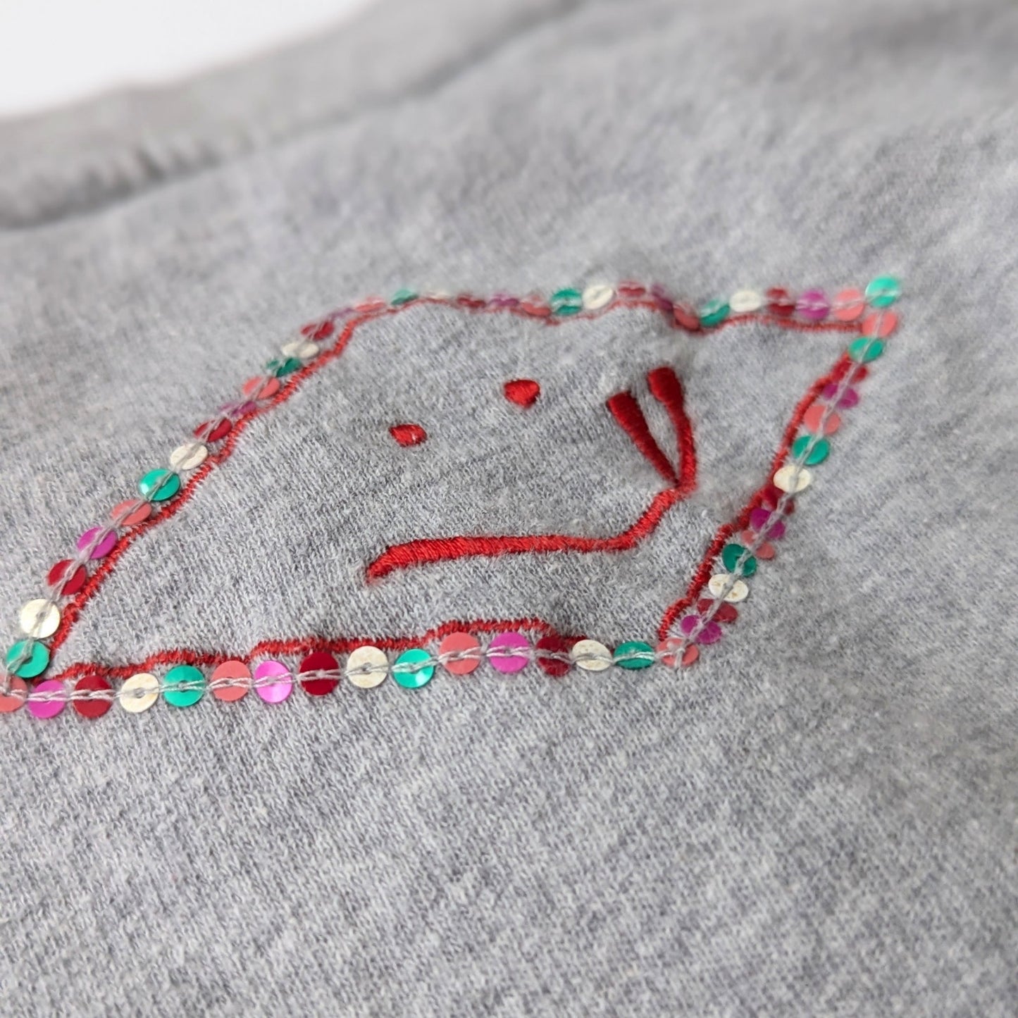 Oilily Believe Sweater Gray Crewneck Sequins Embroidery Size 7 | 122 cm