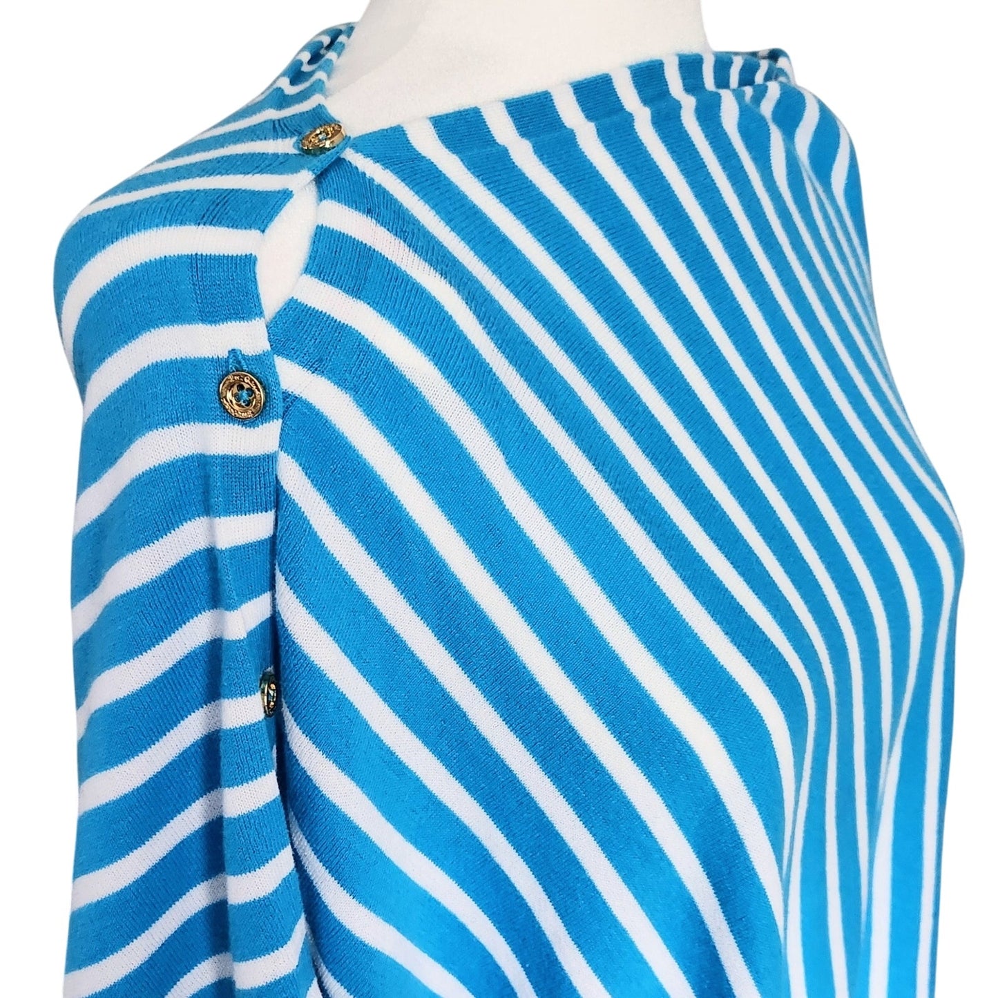 Lilly Pulitzer Women's Harp Wrap Poncho Sweater Turquoise Getaway Stripe One Size