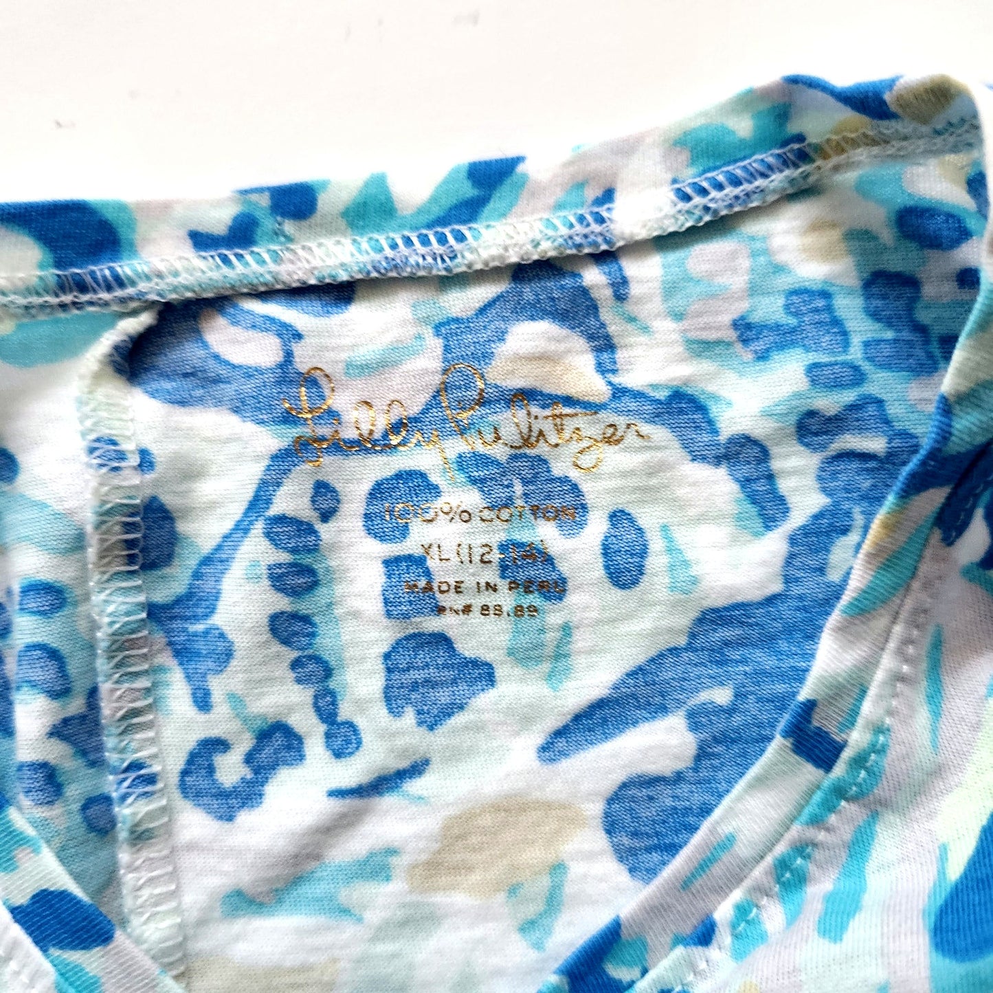 Lilly Pulitzer Girls Mini Linden Dress Bennet Blue Shell Size XL 12-14