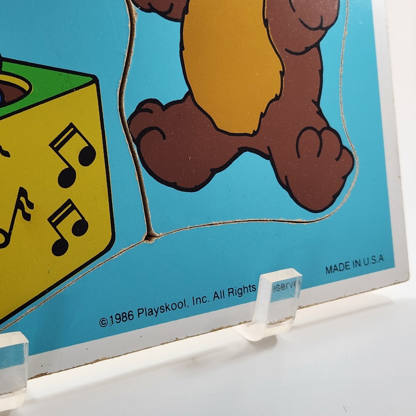 Vintage 1986 Playskool Wooden Puzzle “Playthings” 4-Piece Toy Theme