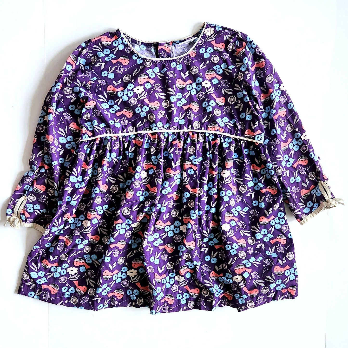 Hanna Andersson Girls Bird Woven Top Chateau Purple Size 14-16 | 160 cm