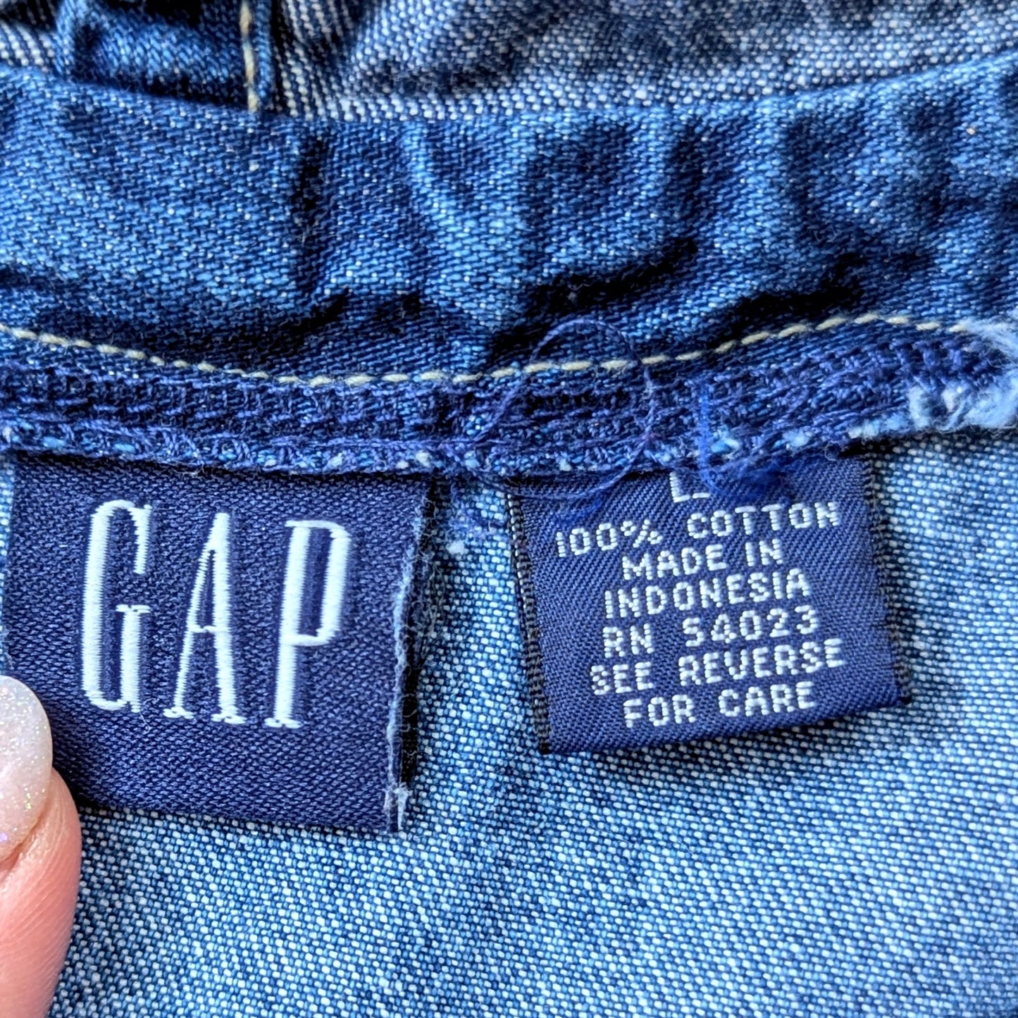 GAP Vintage 90s Girls Denim Dark Blue Wash Zip Hoodie Jumper Dress Sz L / 10-12