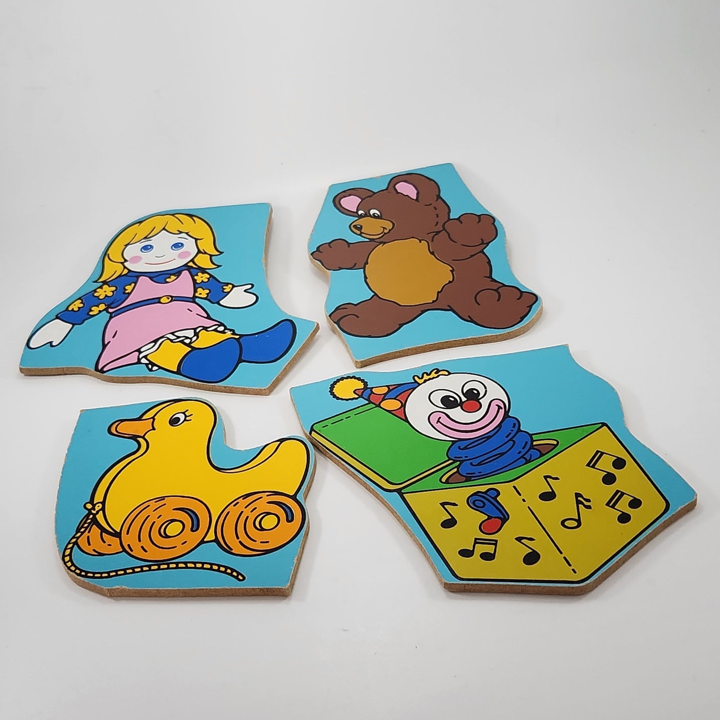 Vintage 1986 Playskool Wooden Puzzle “Playthings” 4-Piece Toy Theme