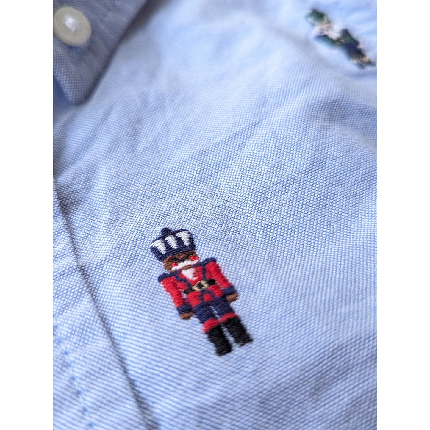 Janie and Jack Embroidered Oxford Shirt Nutcracker Blue Button-down Sz 18-24 mos