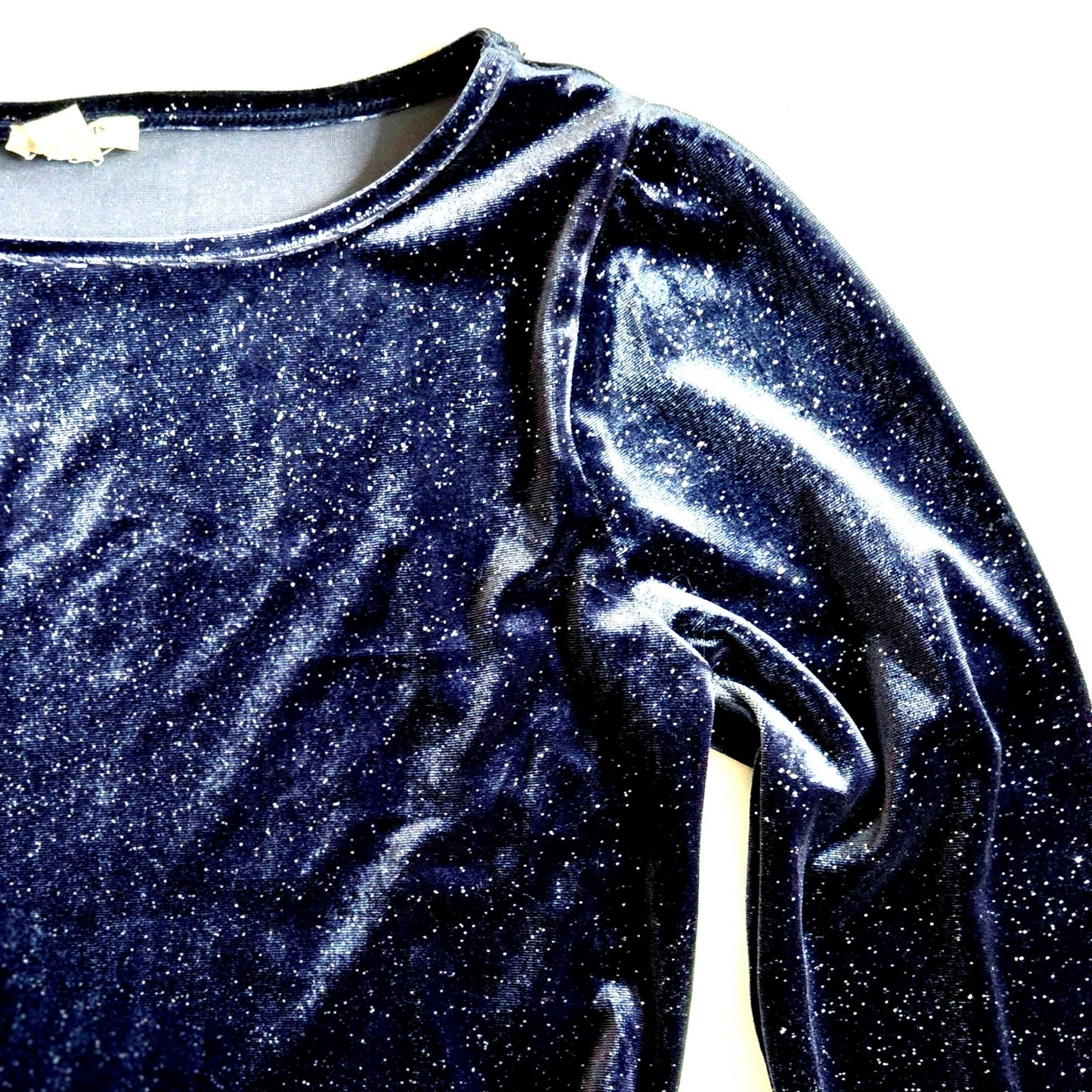 J.Crew Crewcuts Girls' Tulle Long Sleeved Sparkle Velvet Dress Navy Blue Sz XL