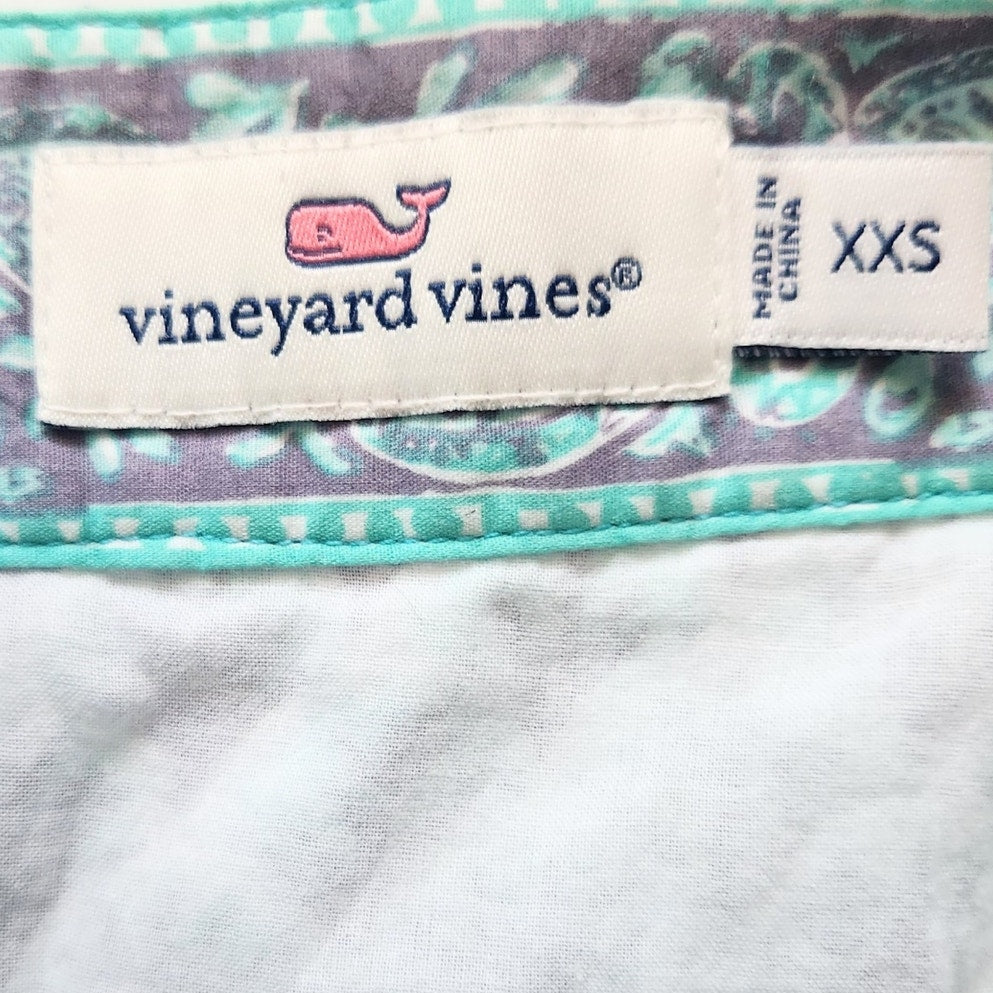 Vineyard Vines Embroidered Tiny Leaves Sleeveless Cotton Boho Romper Women's Size XXS