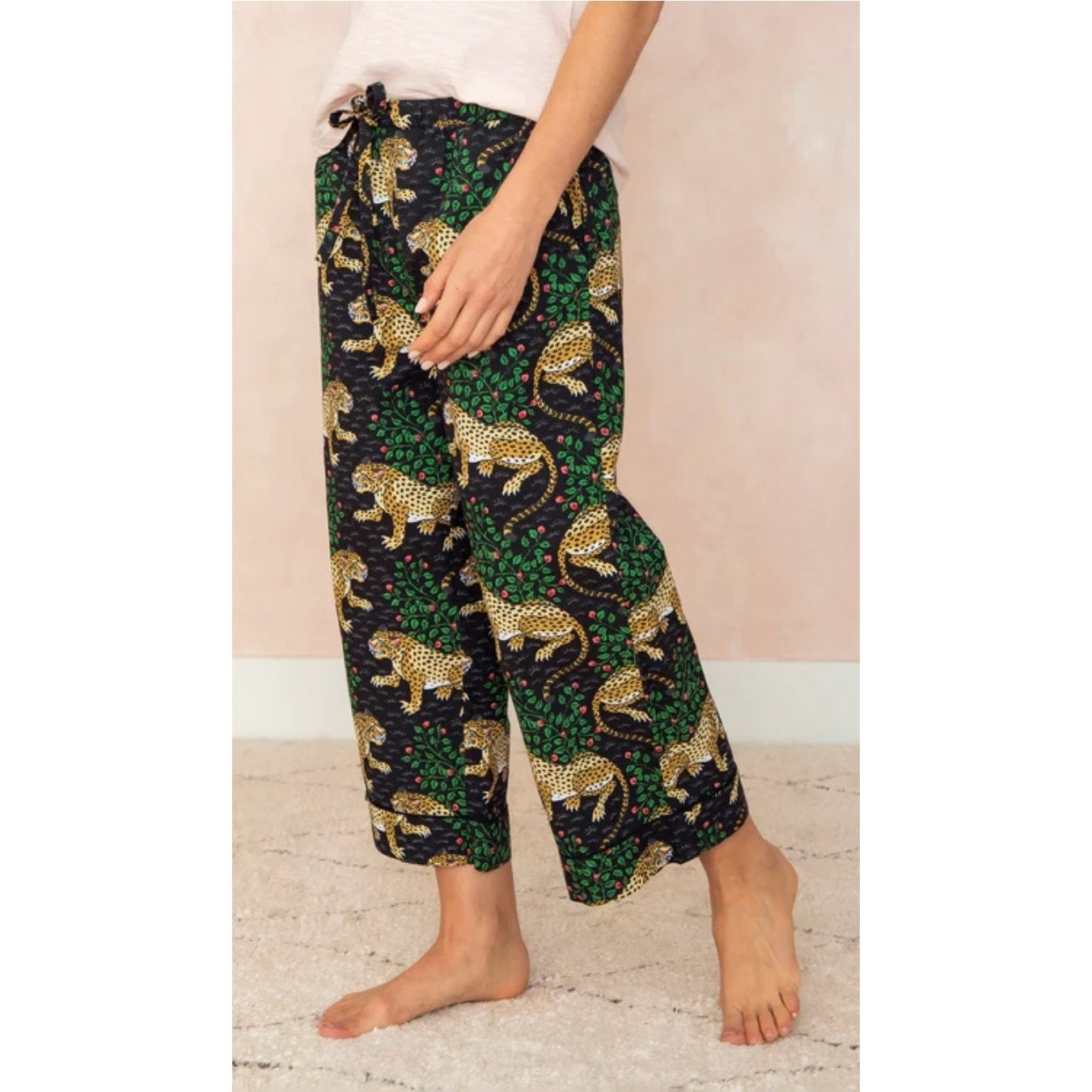 Printfresh Women's Cropped PJ Pajama Pants Organic Cotton Bagheera Print Size XL