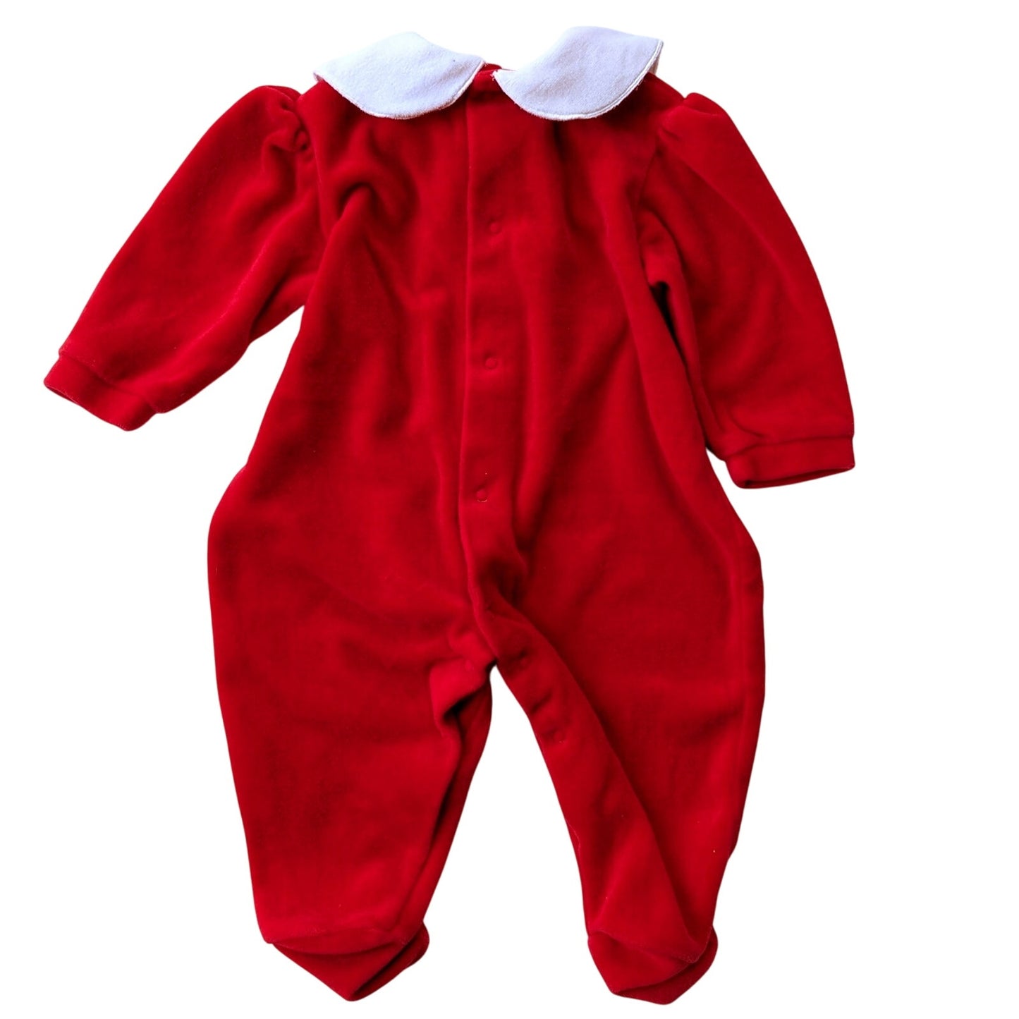 Little Me Vintage 1990s Red Velour "My First Christmas" Footie Outfit Sz 6 mos