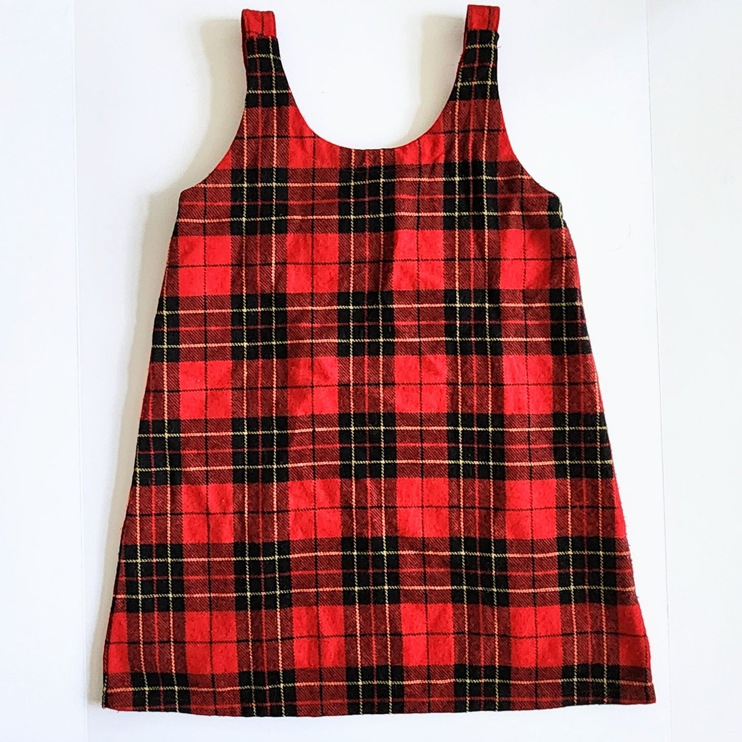 Talbots Kids Vintage 1990s Red Plaid Wool Blend Jumper Dress Size 12