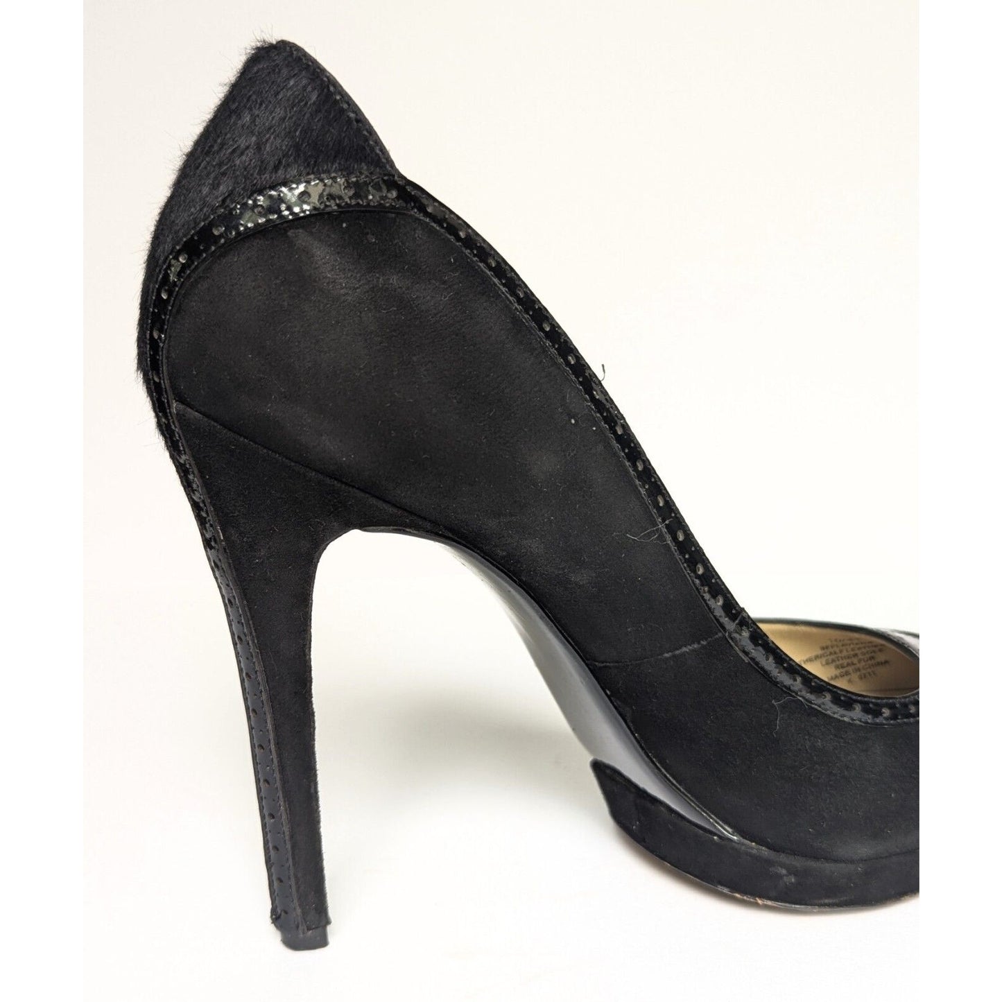 Brian Atwood Women's Black Suede Patent Leather Pony Hair Stiletto Heels Size 41 | 10