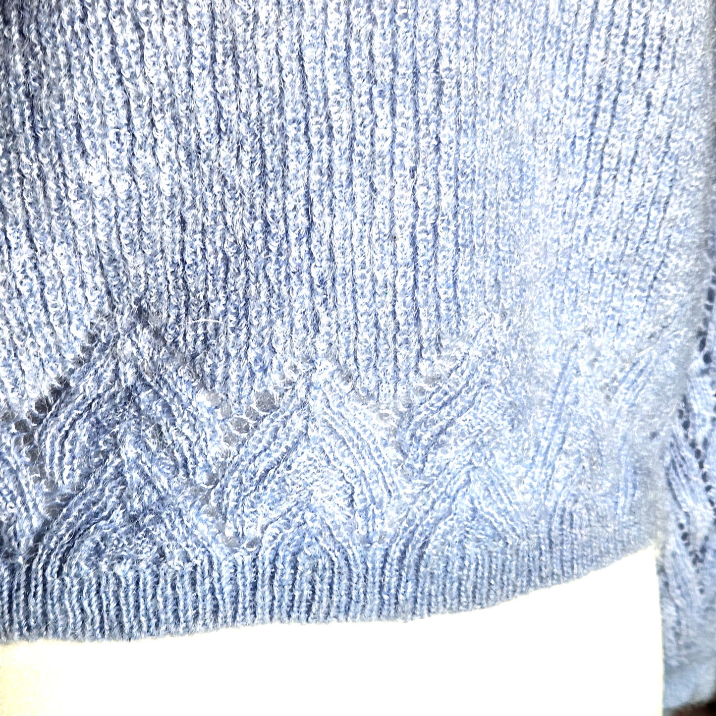 Sezane Women's Diane Jumper Mohair Bishop Sleeve Sweater Light Blue Size M