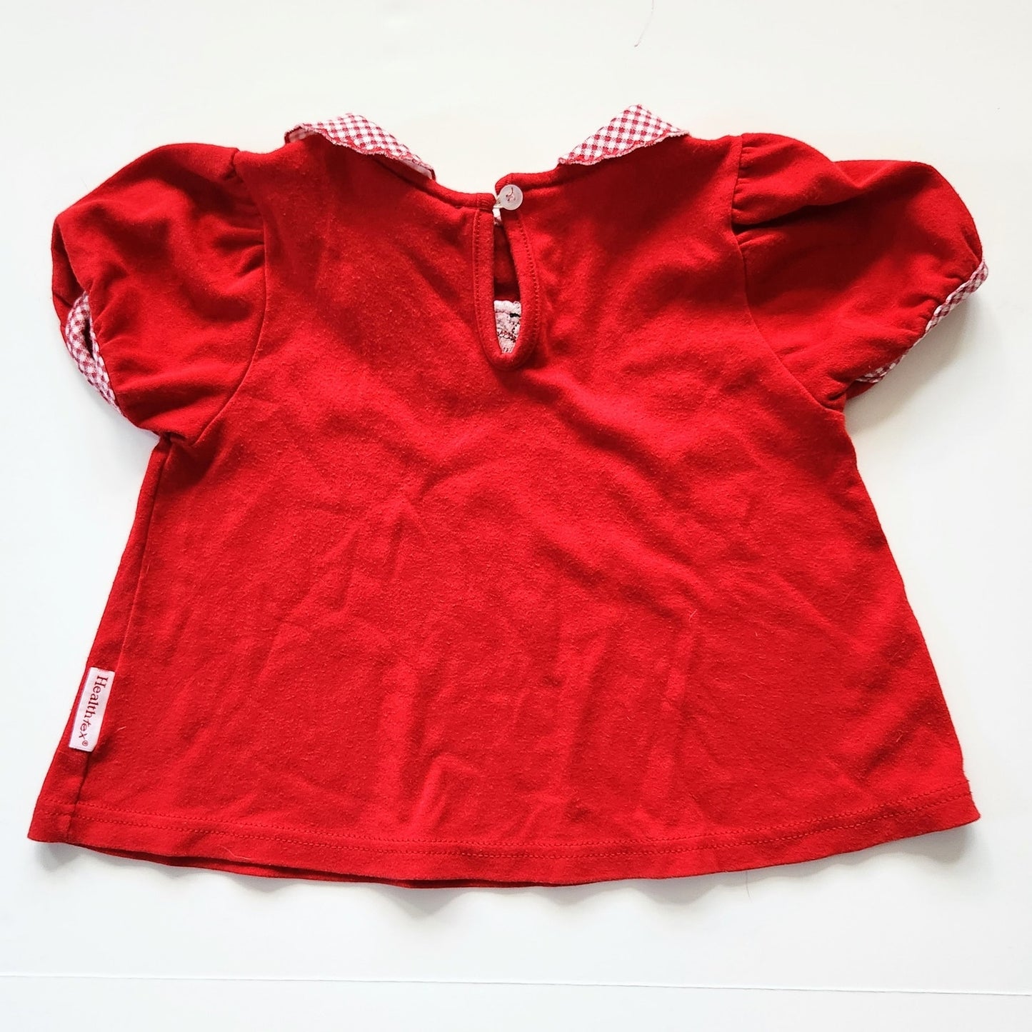 Healthtex Vintage 1980s Girls Red Gingham Collared Cherry Swing Top Size 5
