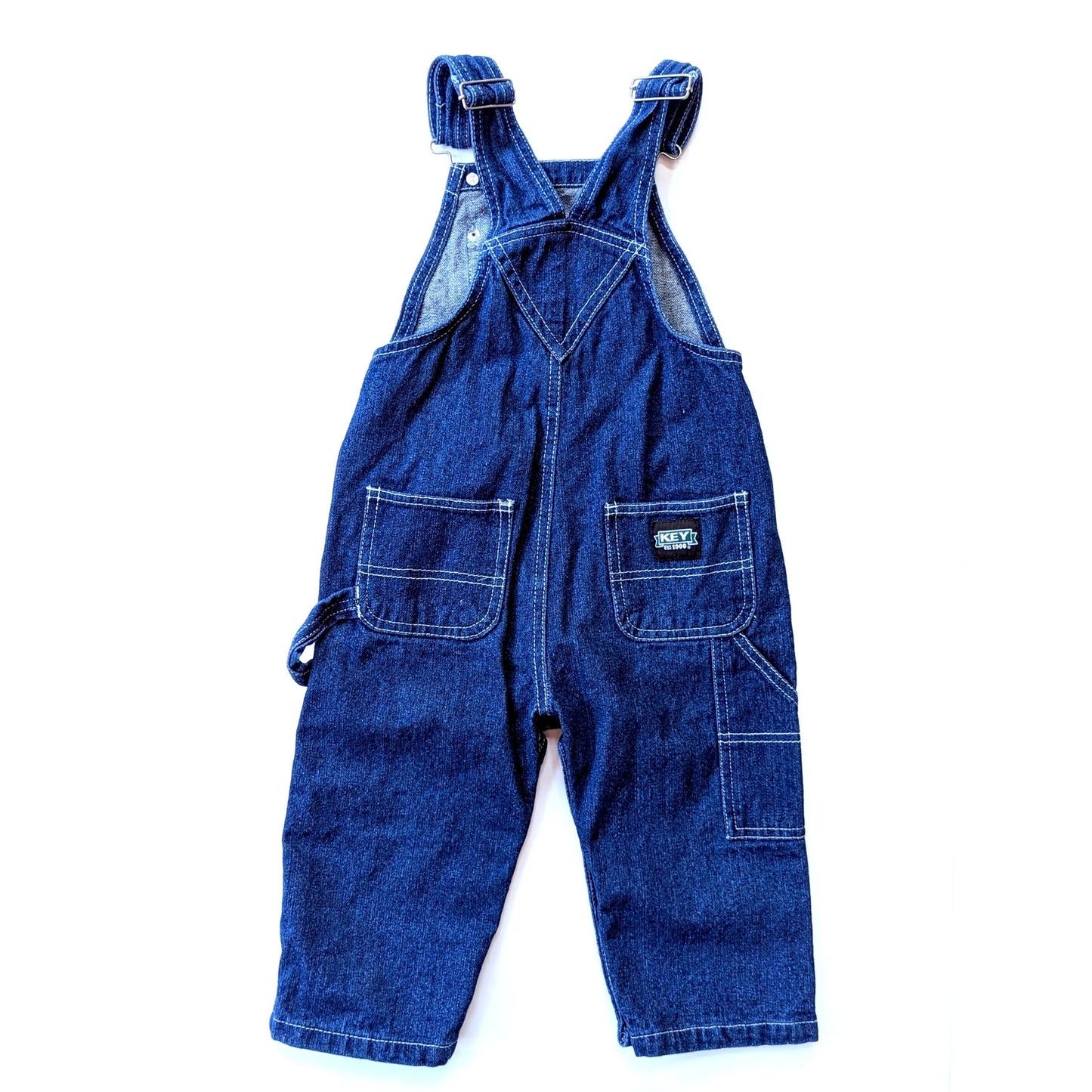 Key Infant Bib Overalls Dark Denim Sz 18 mos EUC Cotton