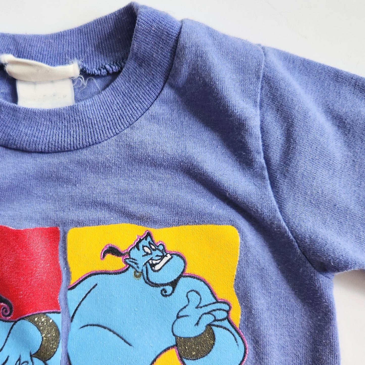 Disney Vintage 1990s Aladdin Toddler Kids Genie Sparkle Blue T-shirt Size 2T