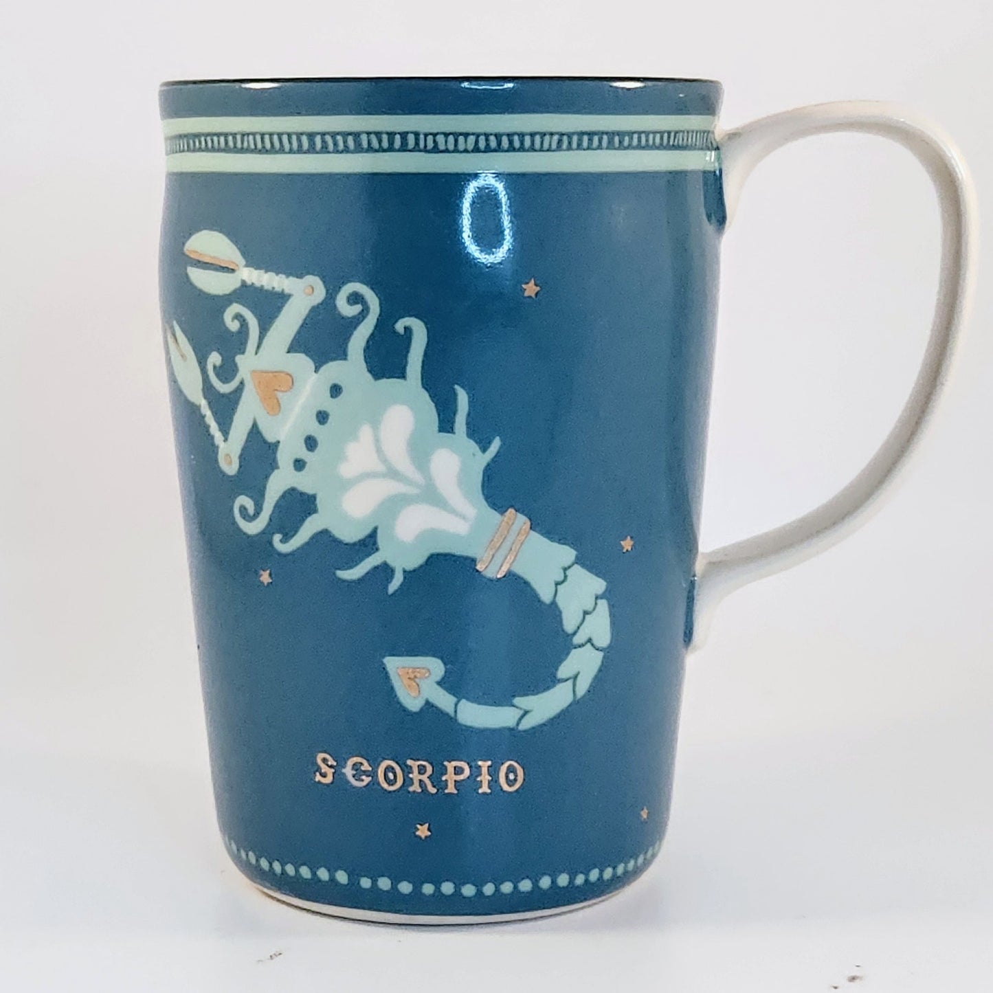Anthropologie Danielle Kroll Teal & Metallic Gold Zodiac "Scorpio" Mug 14 oz | Home