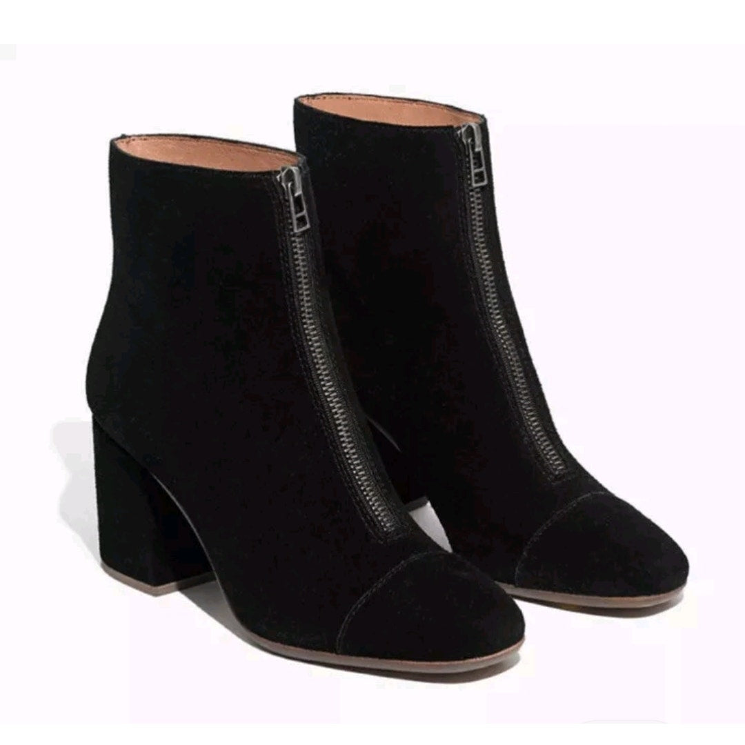 Madewell The Amalia Zip Ankle Boot in Suede True Black – Women's Size 10