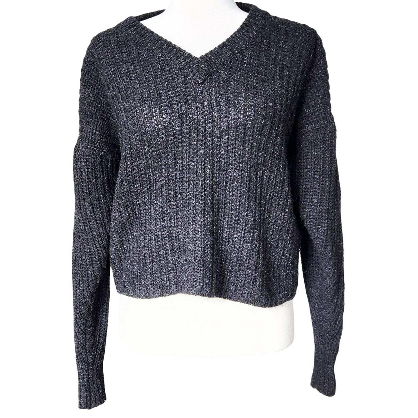 Madewell Pleat-Sleeve Pullover Sweater Ashland Slate | Italian Yarn Silk Blend Textured Knit | Women's Size XXS