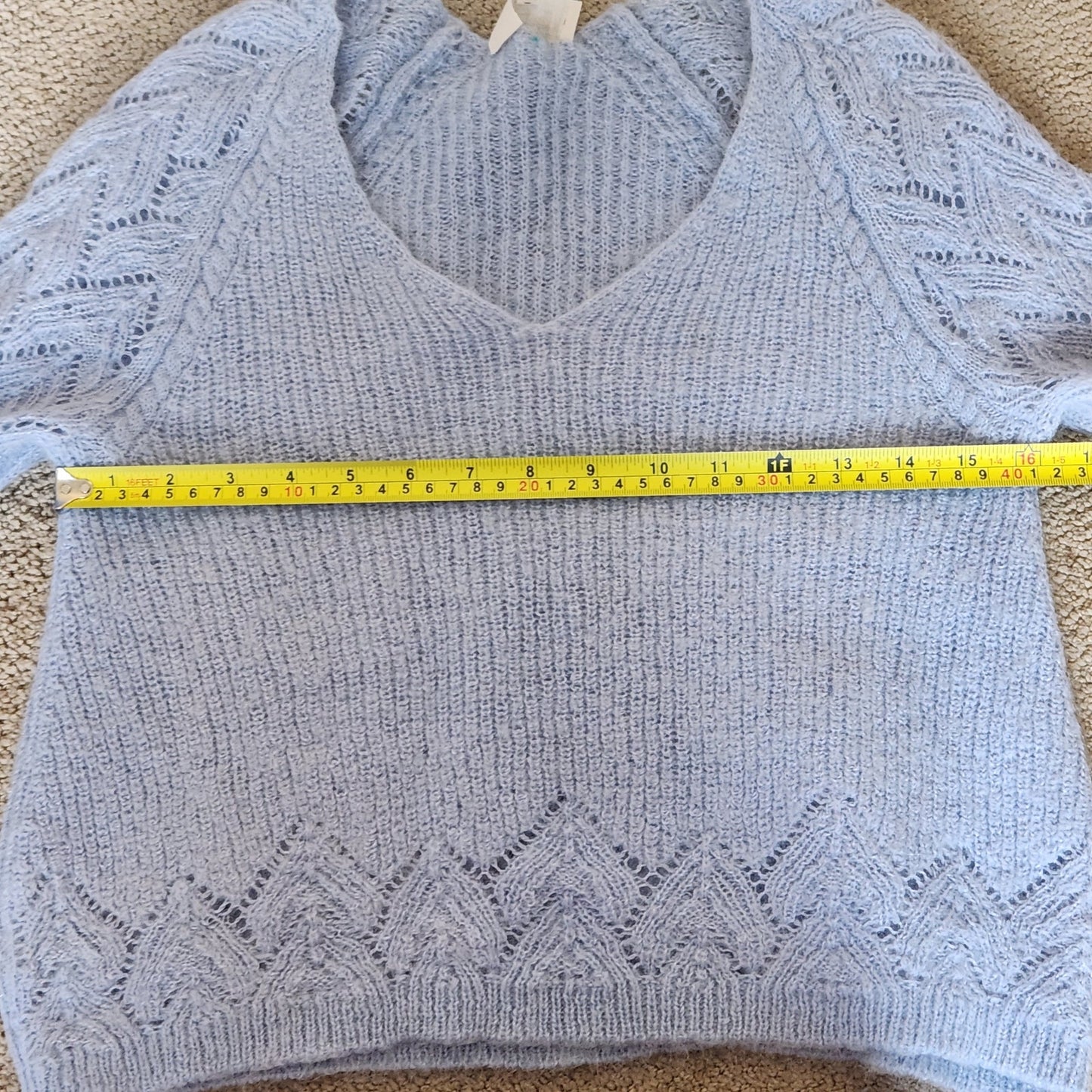 Sezane Women's Diane Jumper Mohair Bishop Sleeve Sweater Light Blue Size M