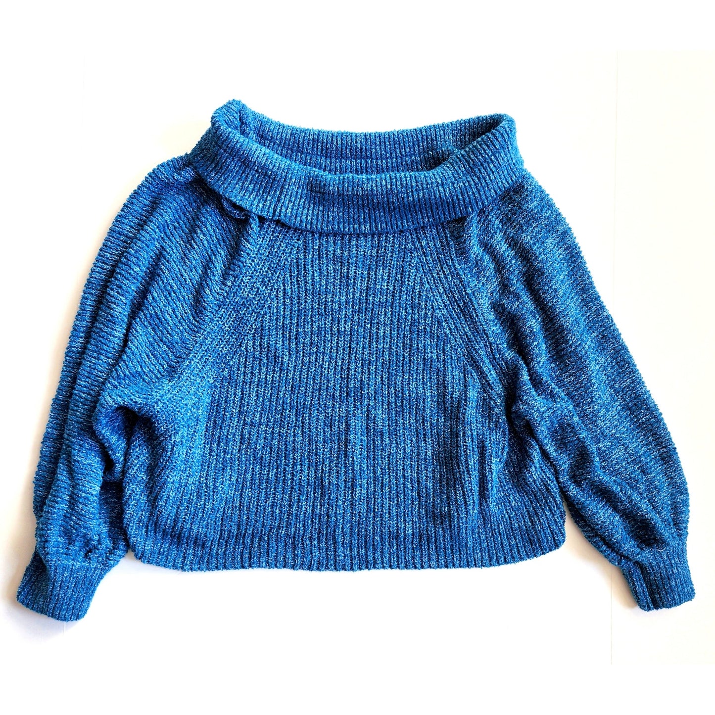Free People Women's Edessa Pullover Knit Sweater Deep Sea Combo Blue Size M