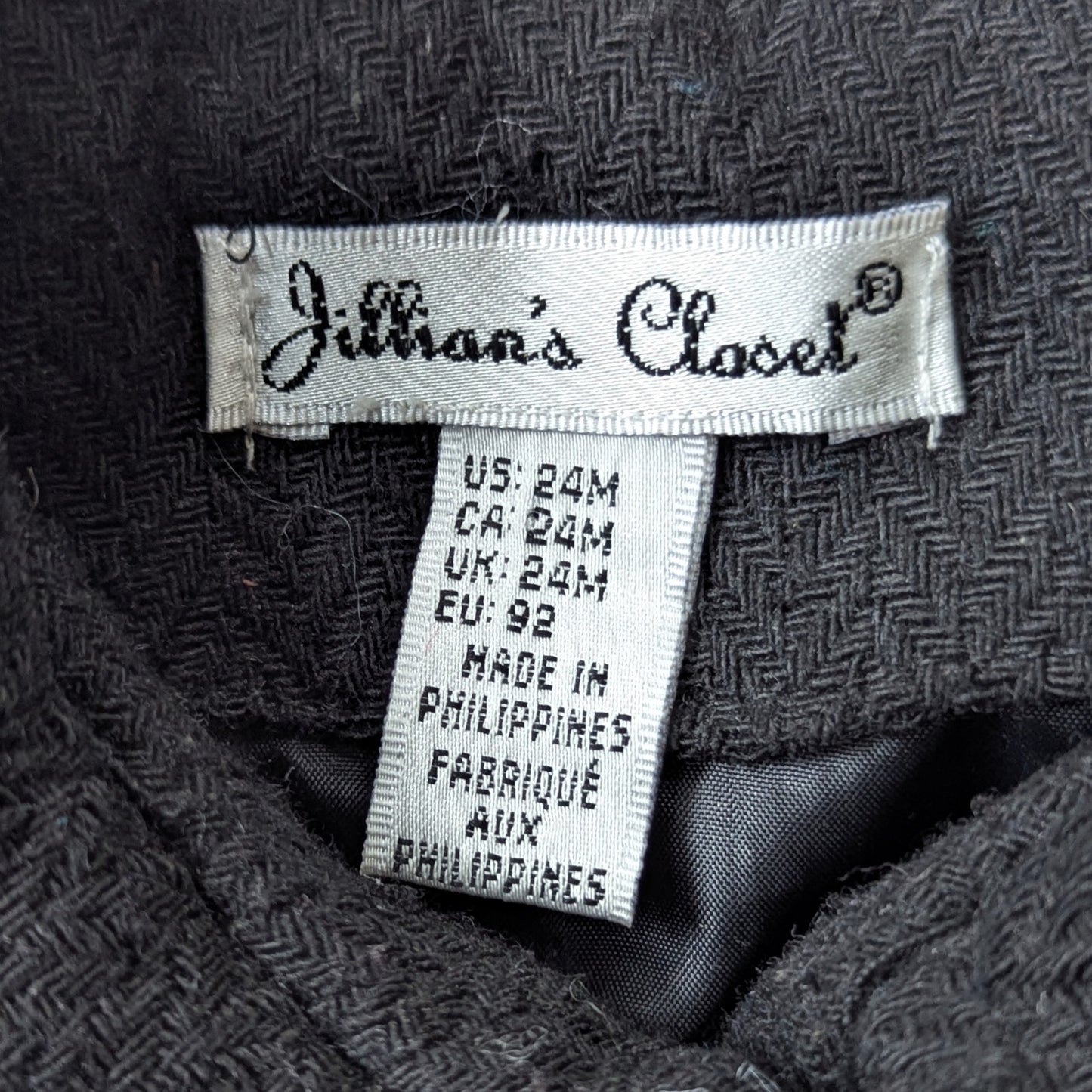 Jillian's Closet Baby Girls Black Dress Coat with Back Bow Size 24 months