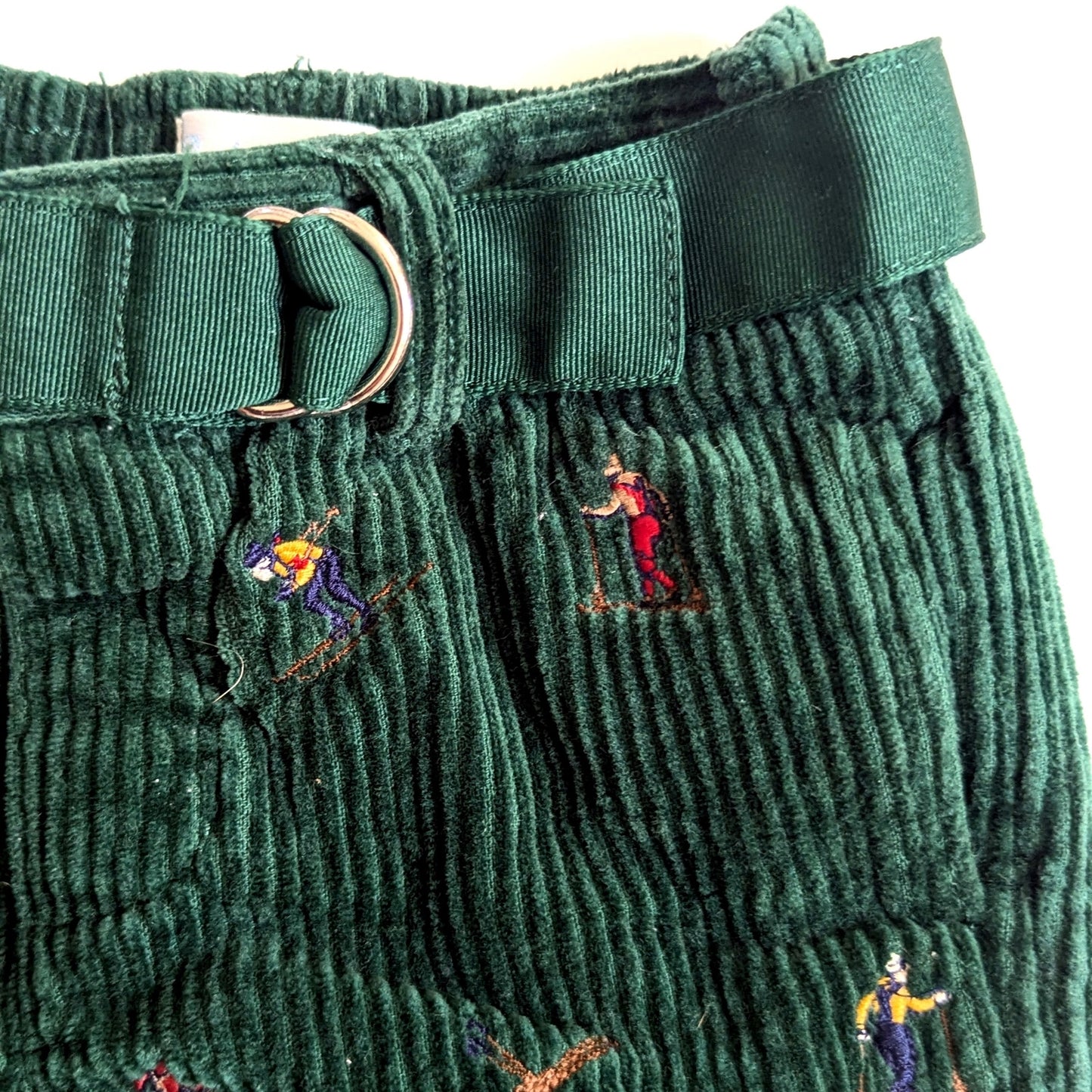 Ralph Lauren Infant Skier Embroidered Green Belted Corduroy Pants | Size 6 Months