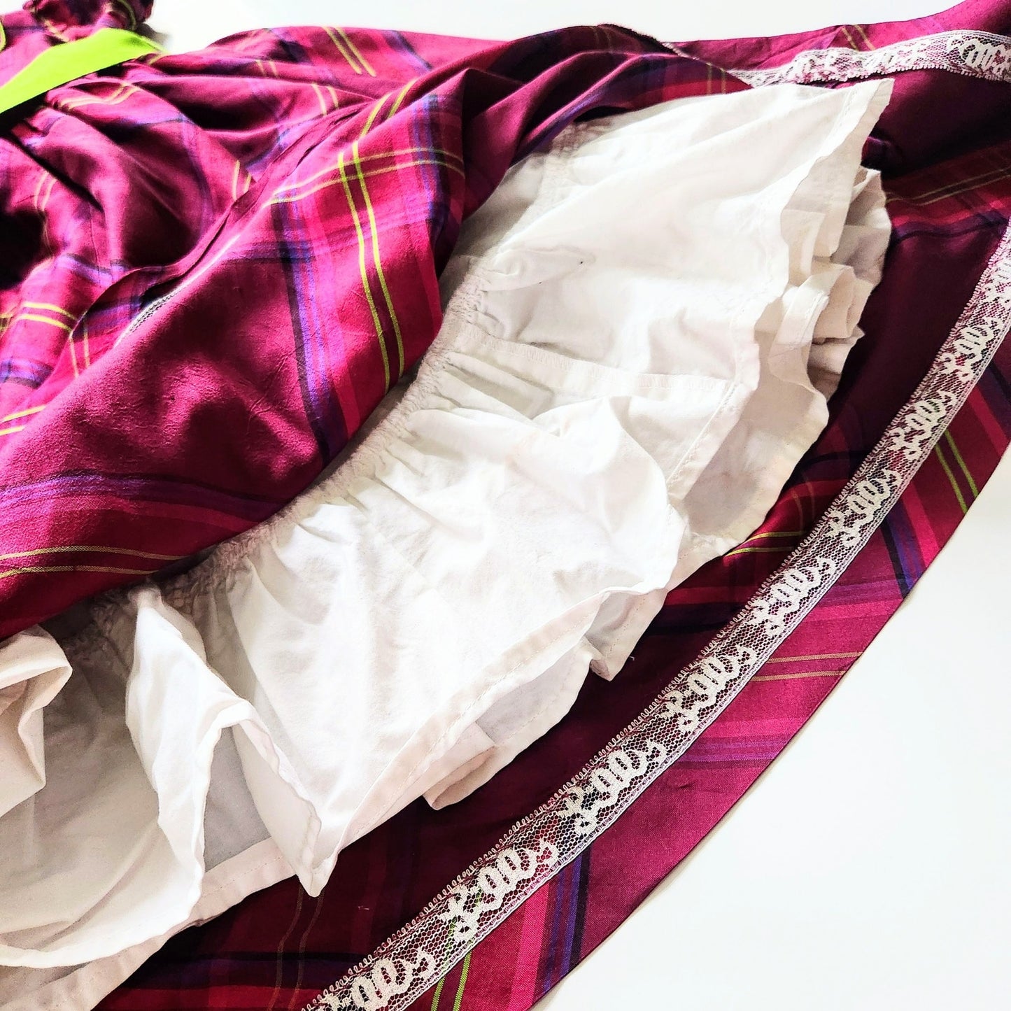 Lilly Pulitzer Vintage 1990s Girls 100% Silk Taffeta Purple & Green Plaid Dress Size 5