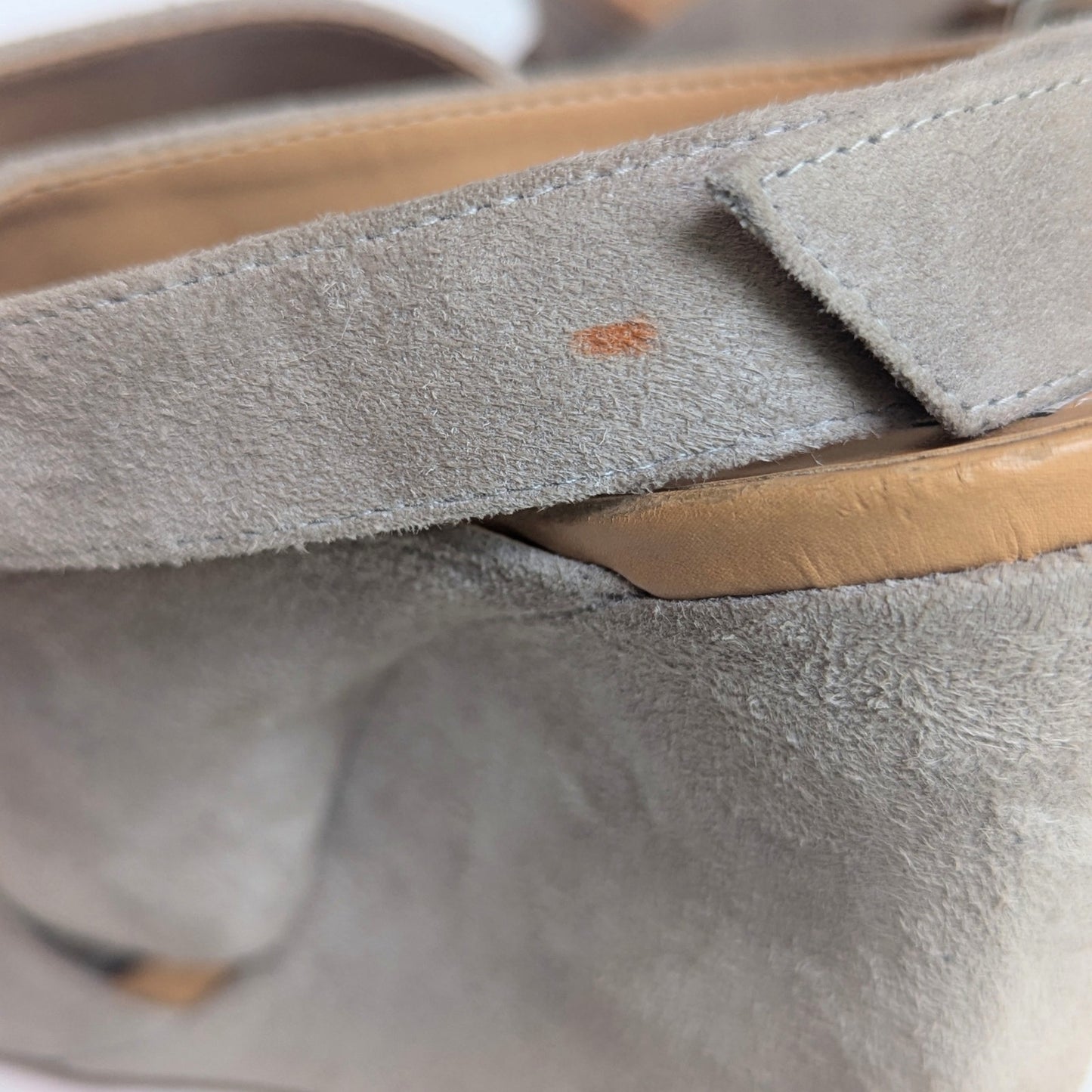 Diane von Furstenberg Women's Taupe Suede Wedge Strappy Sandals with Buckle Size 6.5
