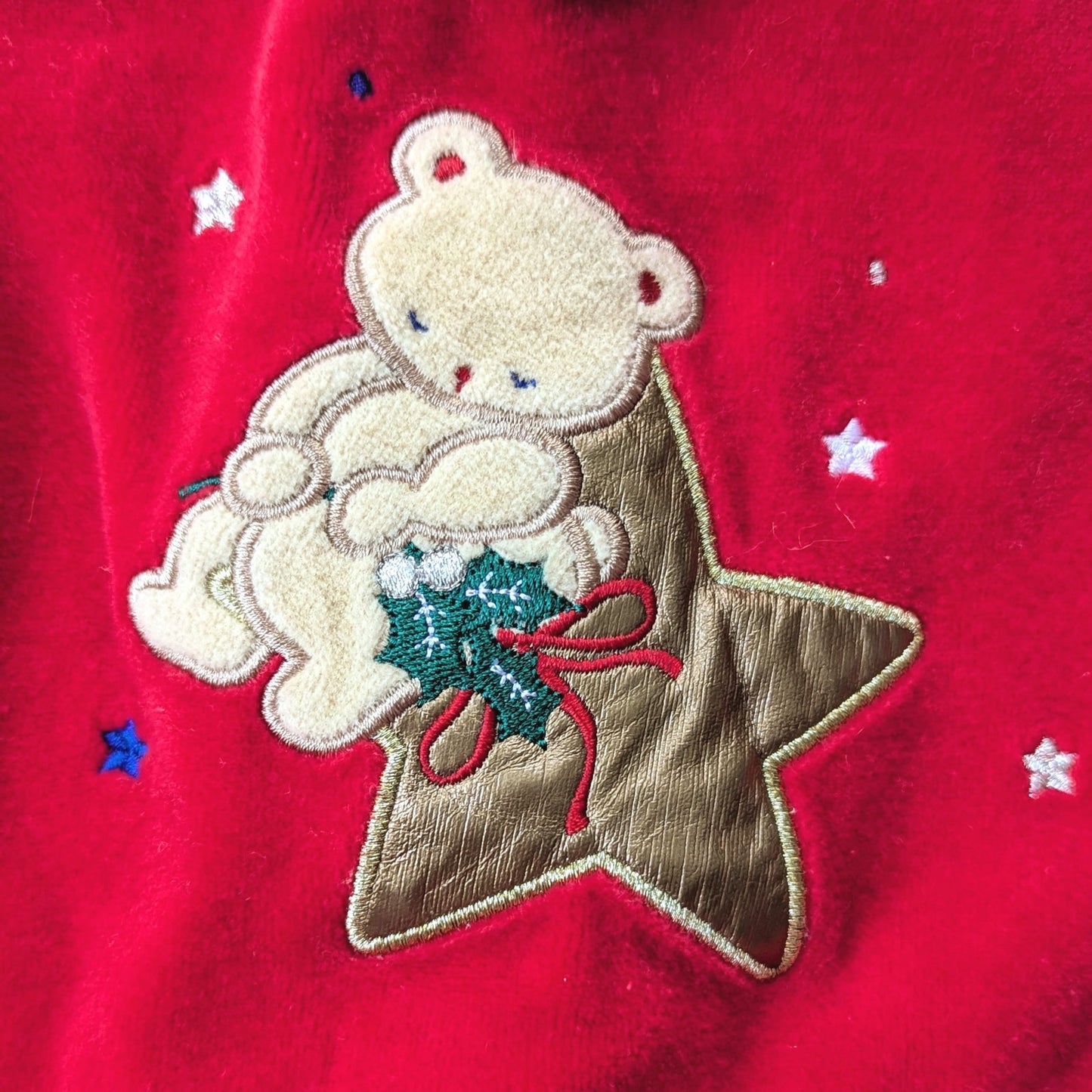 Little Me Vintage 1990s Red Velour "My First Christmas" Footie Outfit Sz 6 mos