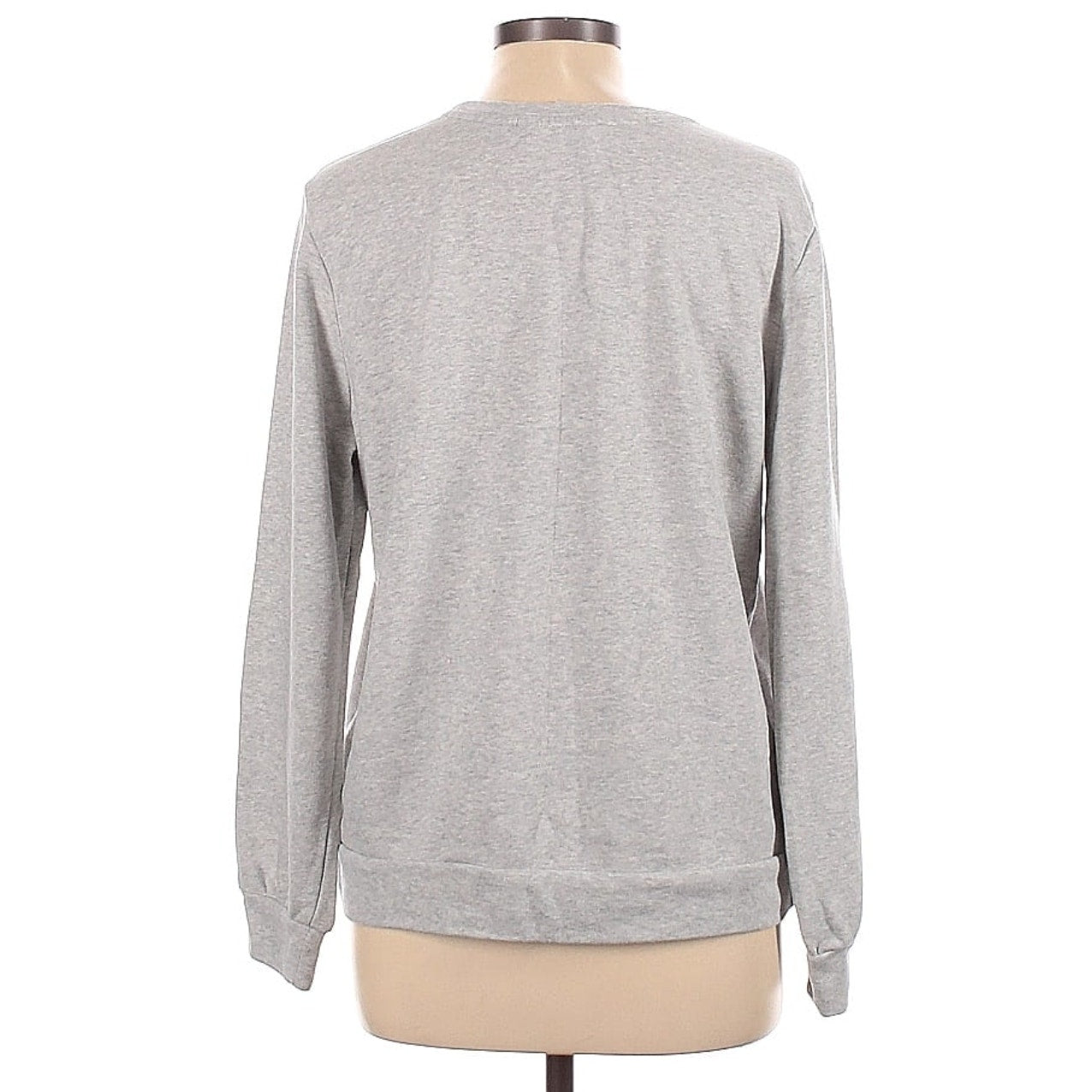 LOFT Heather Gray Rhinestone Embellished Sweatshirt Sweater Blouson Sleeves Sz L