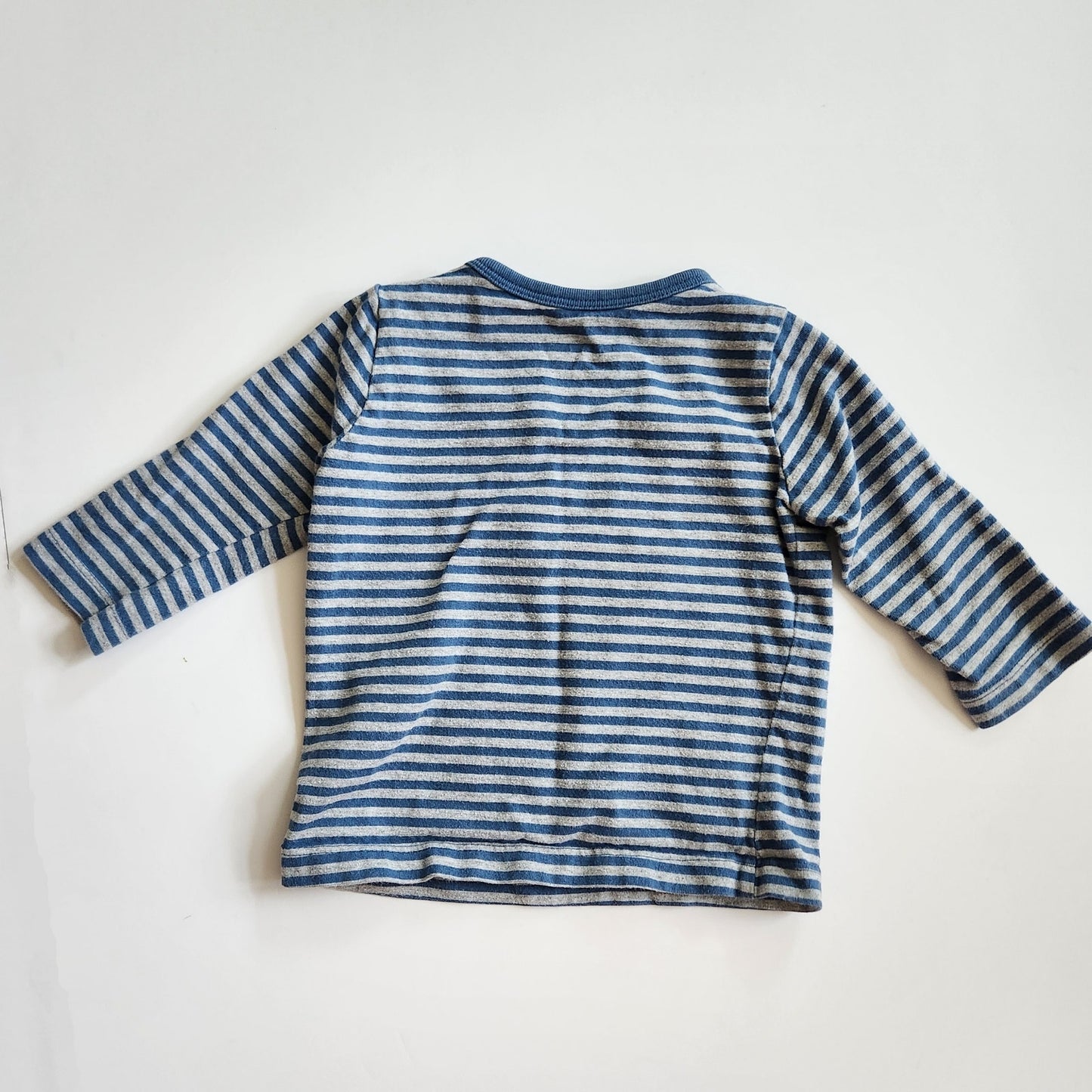 Baby Boden Infant Blue Striped Sheep in Scarf Long Sleeve Tee Size 6-12 Months