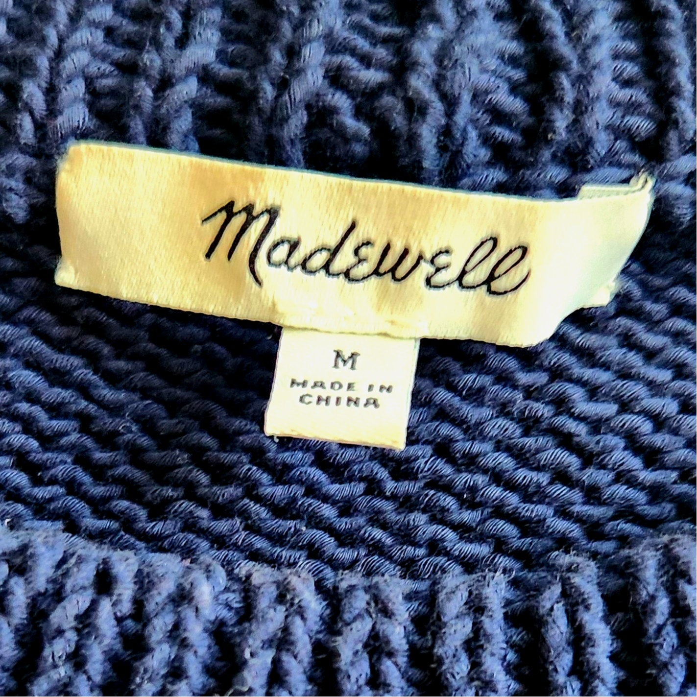 Madewell Wellesley Bobble Pullover Sweater Navy & Orange Pom-Pom Size M