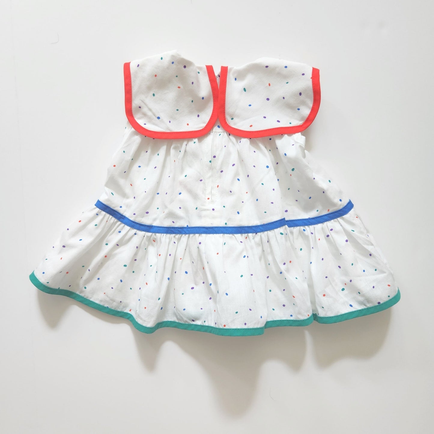 Lisa Jackson Vintage 80s Sleeveless White Polka Dots Hearts Dress Size 3-6 mos