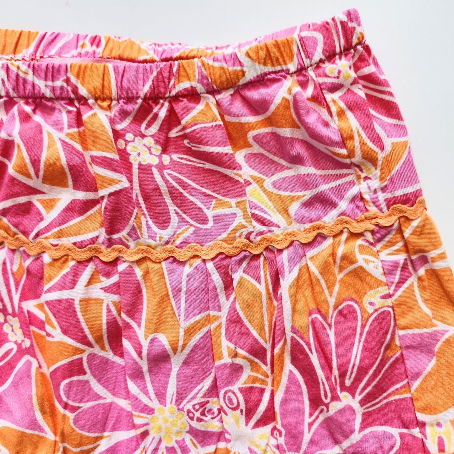 Lilly Pulitzer Vintage Y2K 2000s Girls Pink Orange Daisy Skirt w/ Rick Rack Sz 5