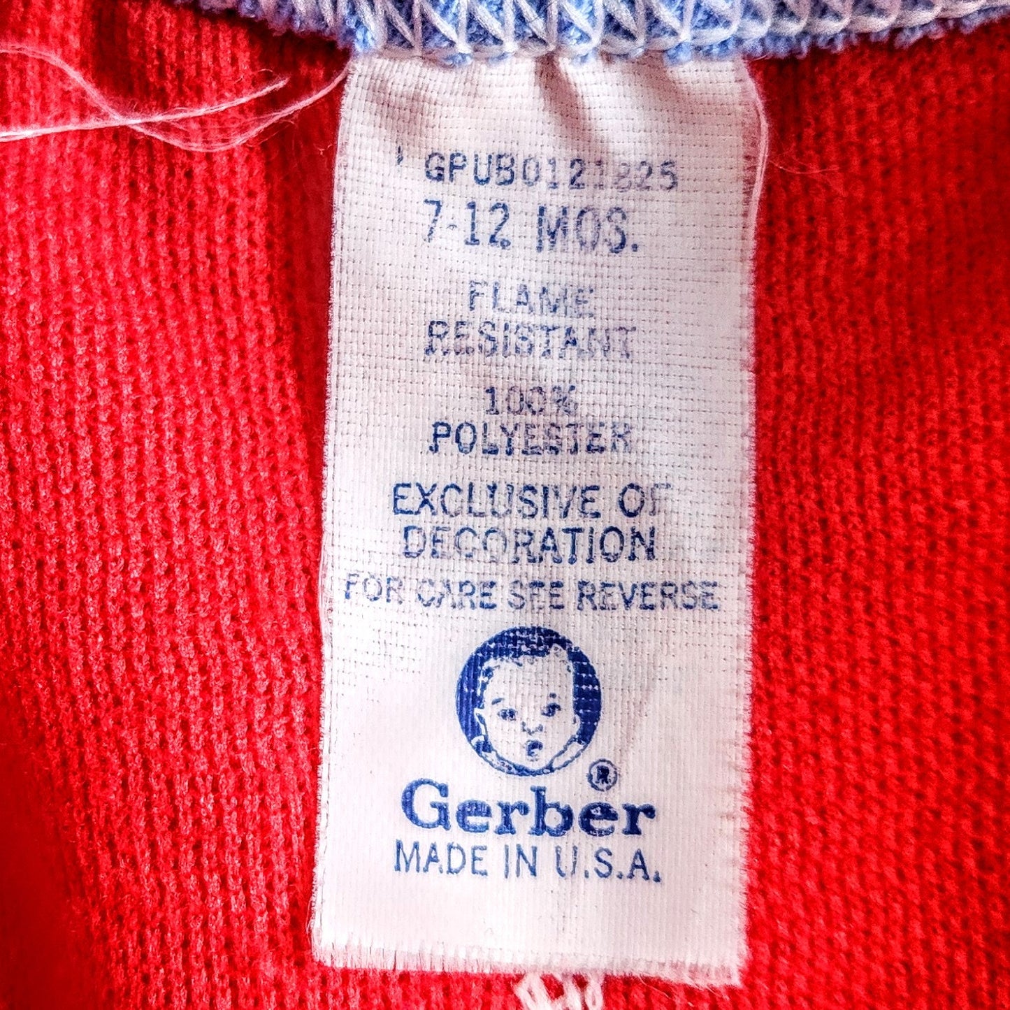 Gerber Vintage 80s Baby Red & Blue Fleece Footie Zip Sleeper Size 7-12 months