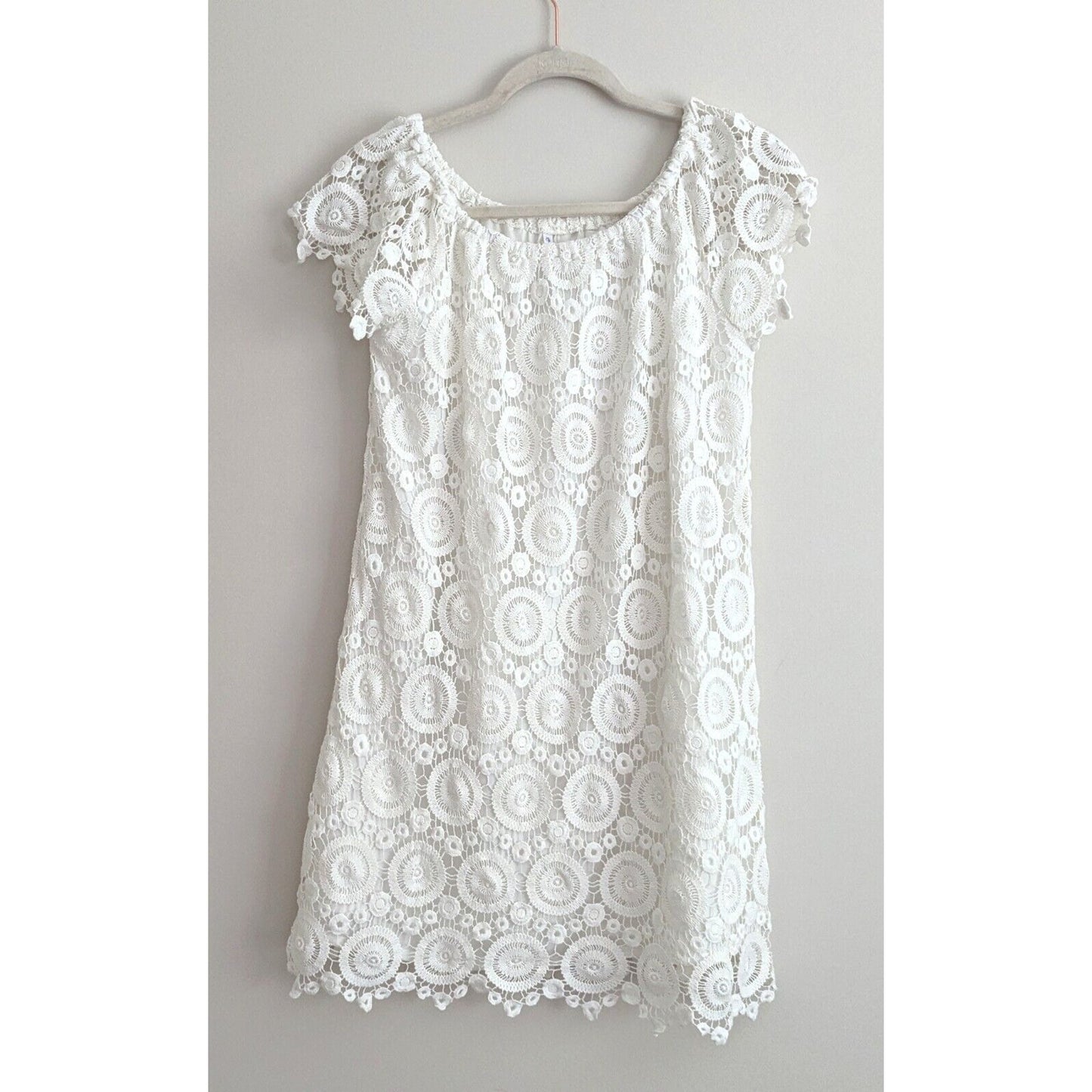 Southern Tide Isabel Grace Off Shoulder White Eyelet Lace Shift Dress Women’s Small Summer Bridal Boho Chic