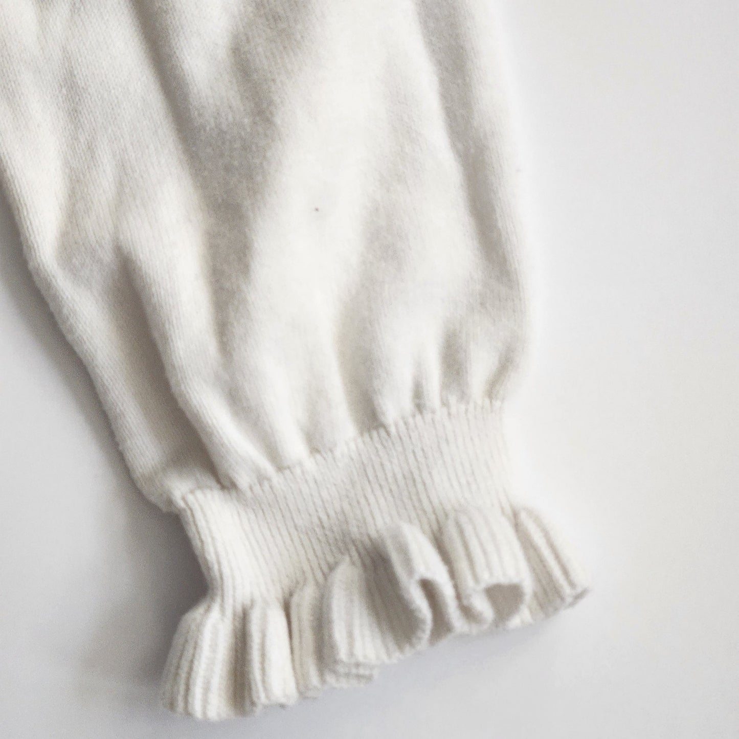 Janie and Jack Ruffle Cuff Dog Sweater Jet Ivory Girls Size 5 White Cotton