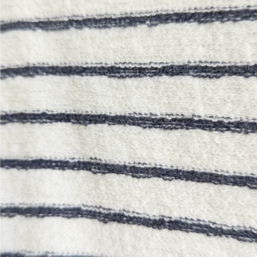 Lou & Grey Striped French Terry Dress | Navy Ivory Short Sleeve V-Neck Shift with Pockets | Women's Size M NWT