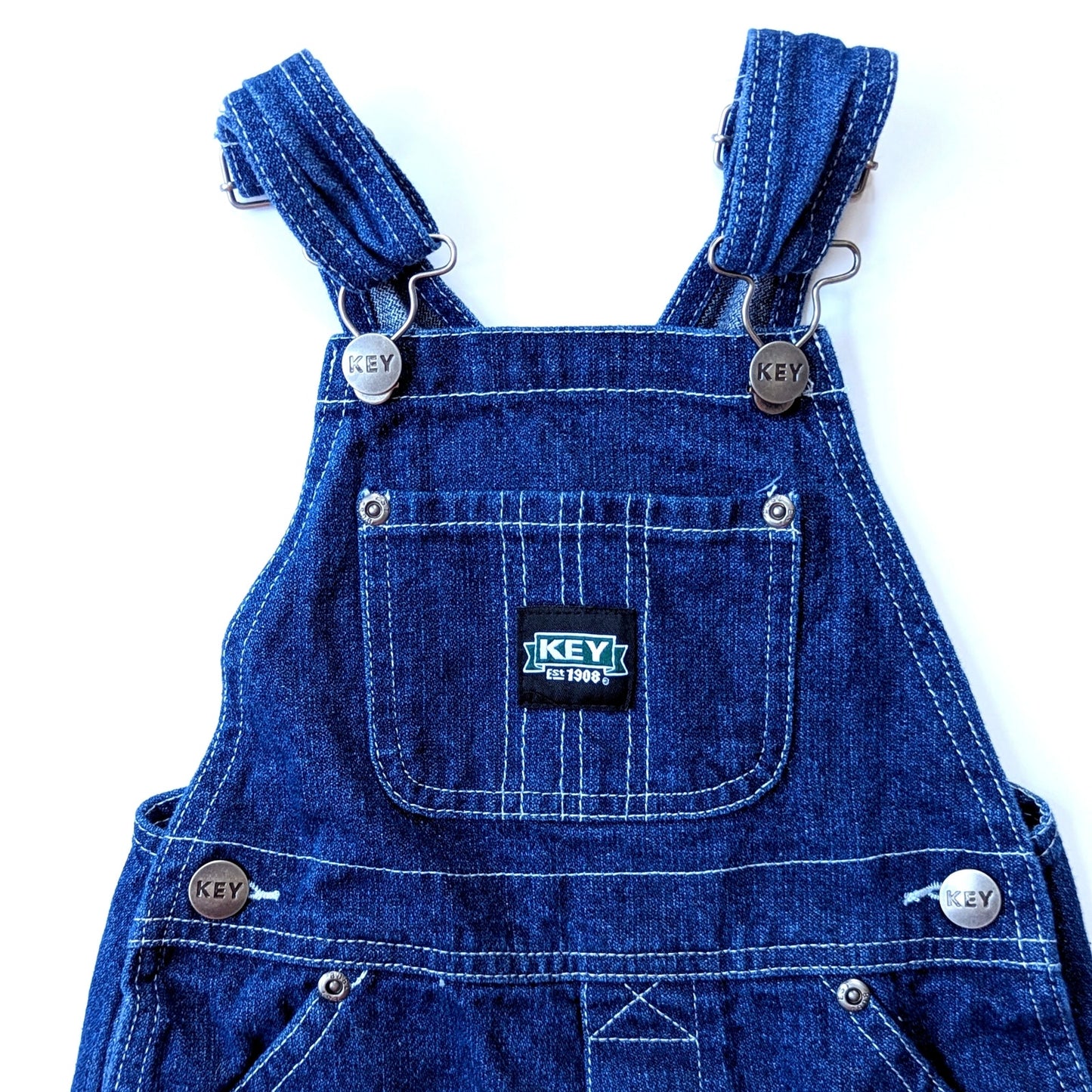 Key Infant Bib Overalls Dark Denim Sz 18 mos EUC Cotton