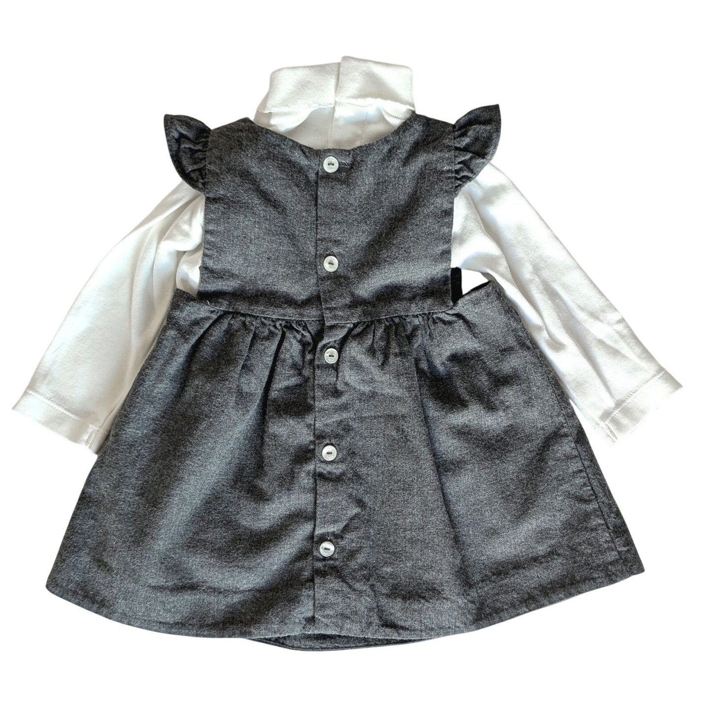 Jacadi Paris Baby Girls’ Pinafore Dress & Turtleneck Bodysuit | Size 6-9 Months