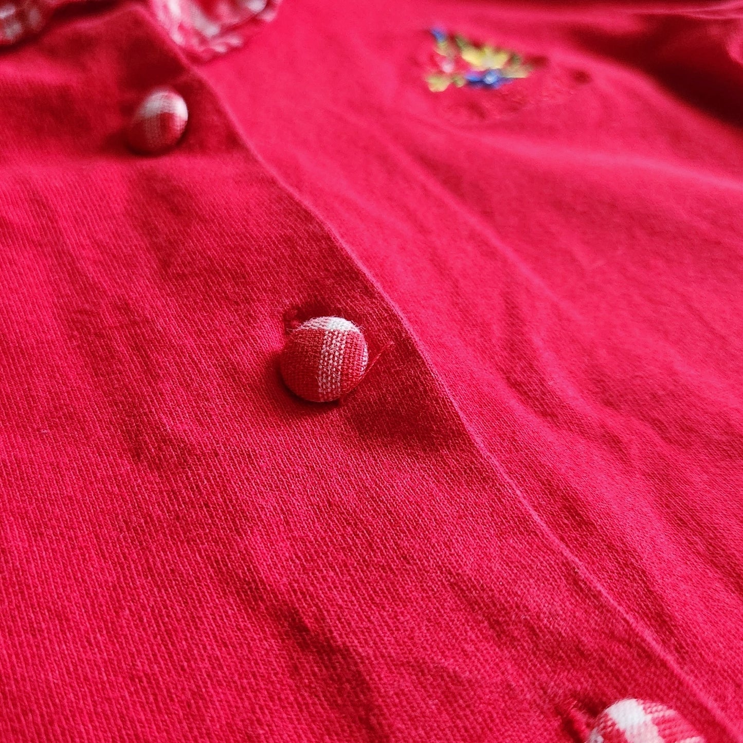Oshkosh B'gosh Vintage 1980s Girls Red Button Top Gingham Collar Size 6