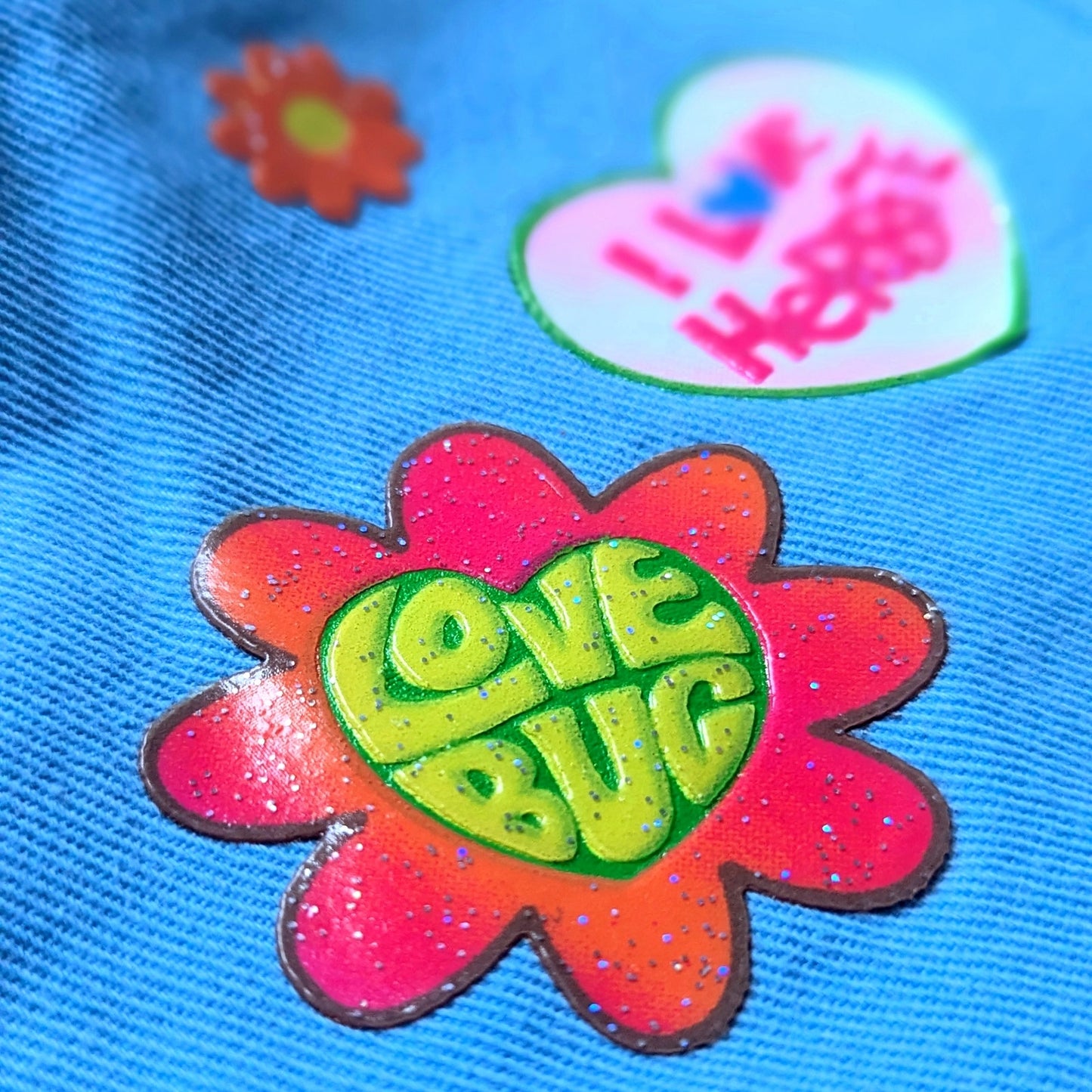 Vintage 2005 Girls Herbie Fully Loaded Blue Cotton Pants Love Bug Decals Girls S 7/8 M